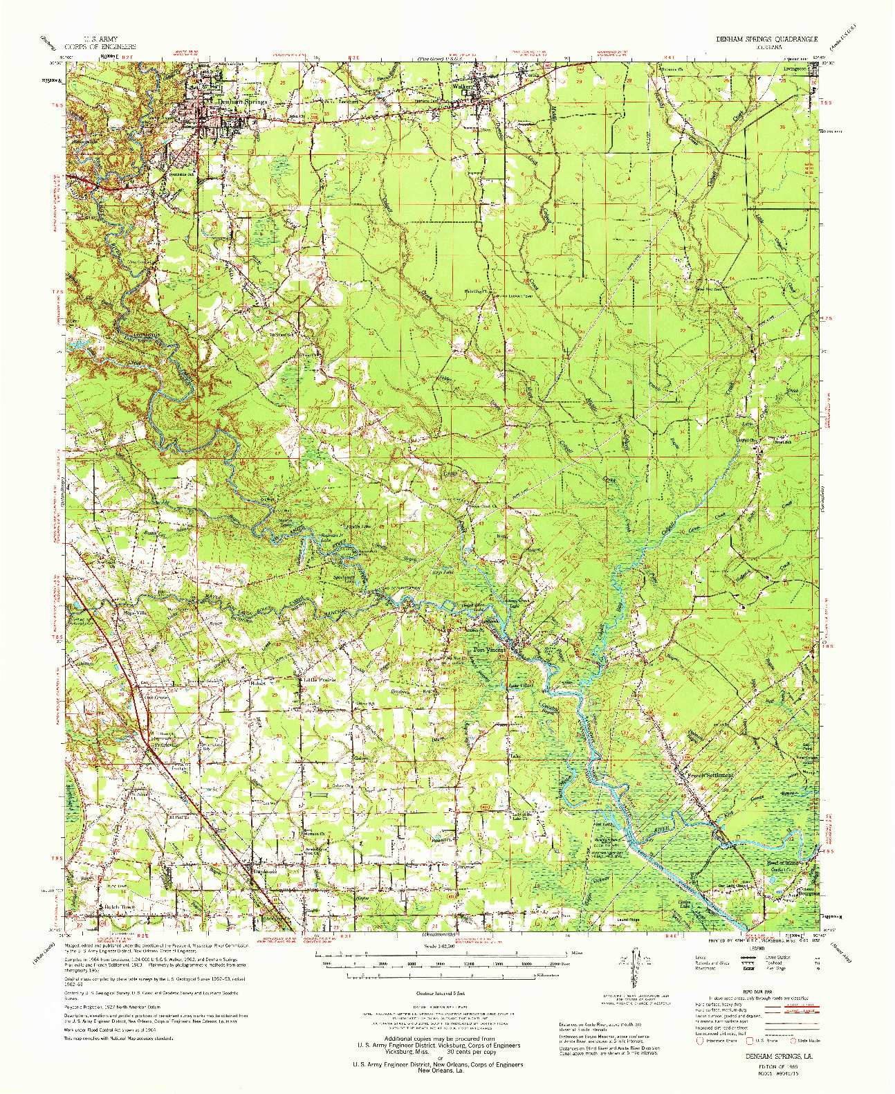 USGS 1:62500-SCALE QUADRANGLE FOR DENHAM SPRINGS, LA 1965