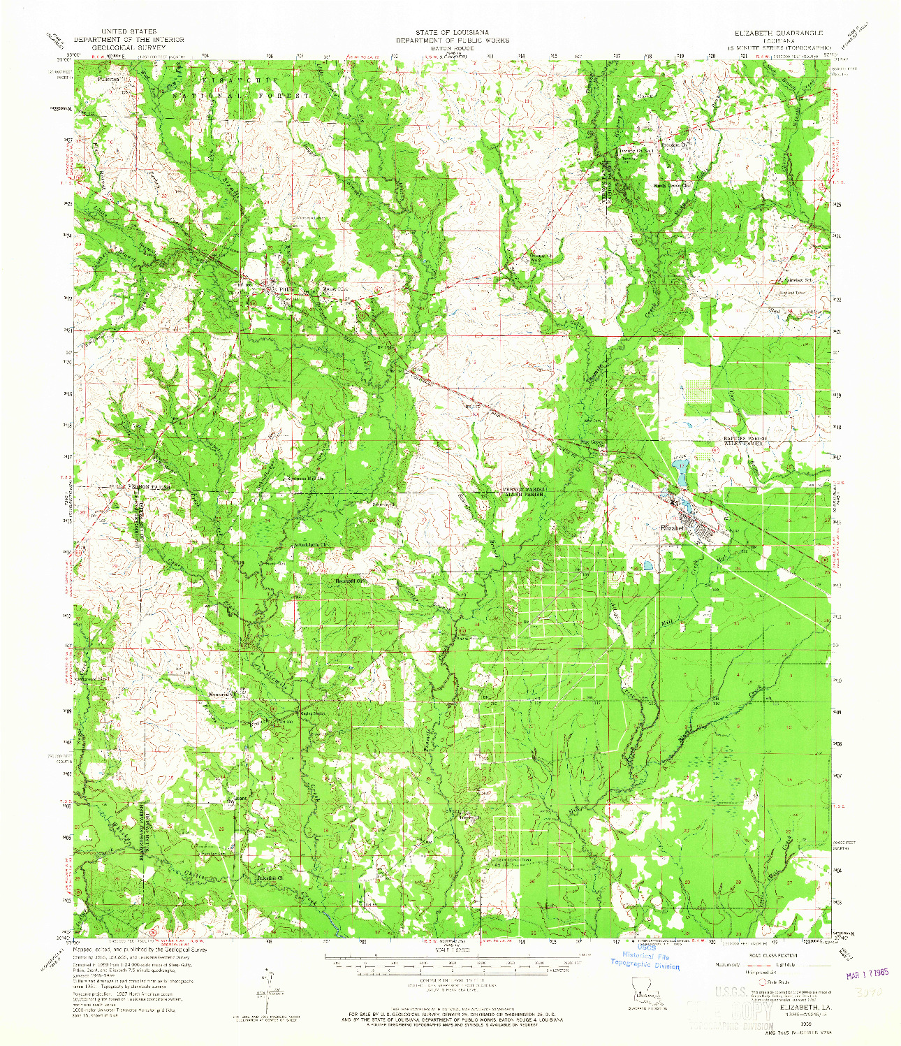 USGS 1:62500-SCALE QUADRANGLE FOR ELIZABETH, LA 1959