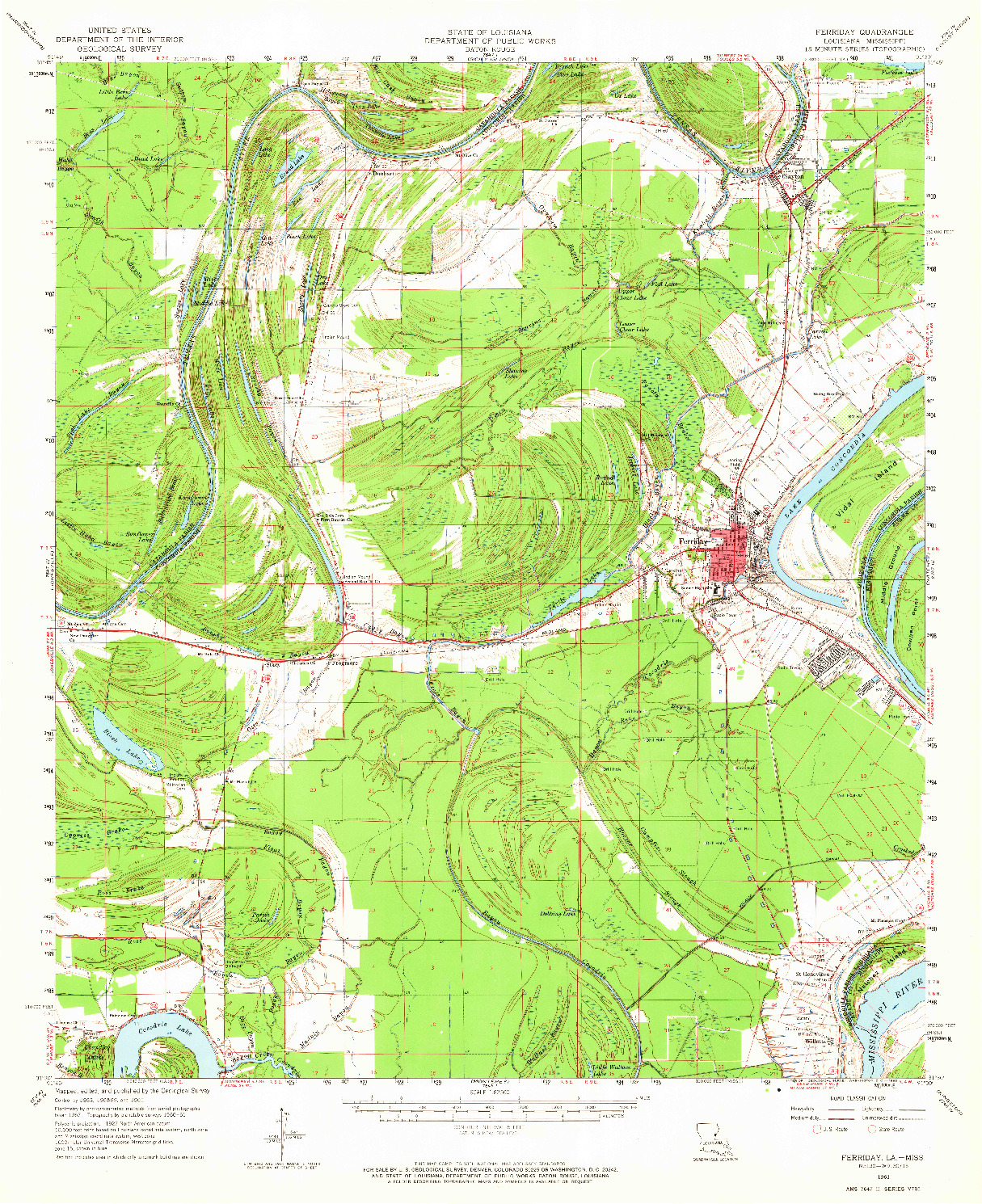 USGS 1:62500-SCALE QUADRANGLE FOR FERRIDAY, LA 1961