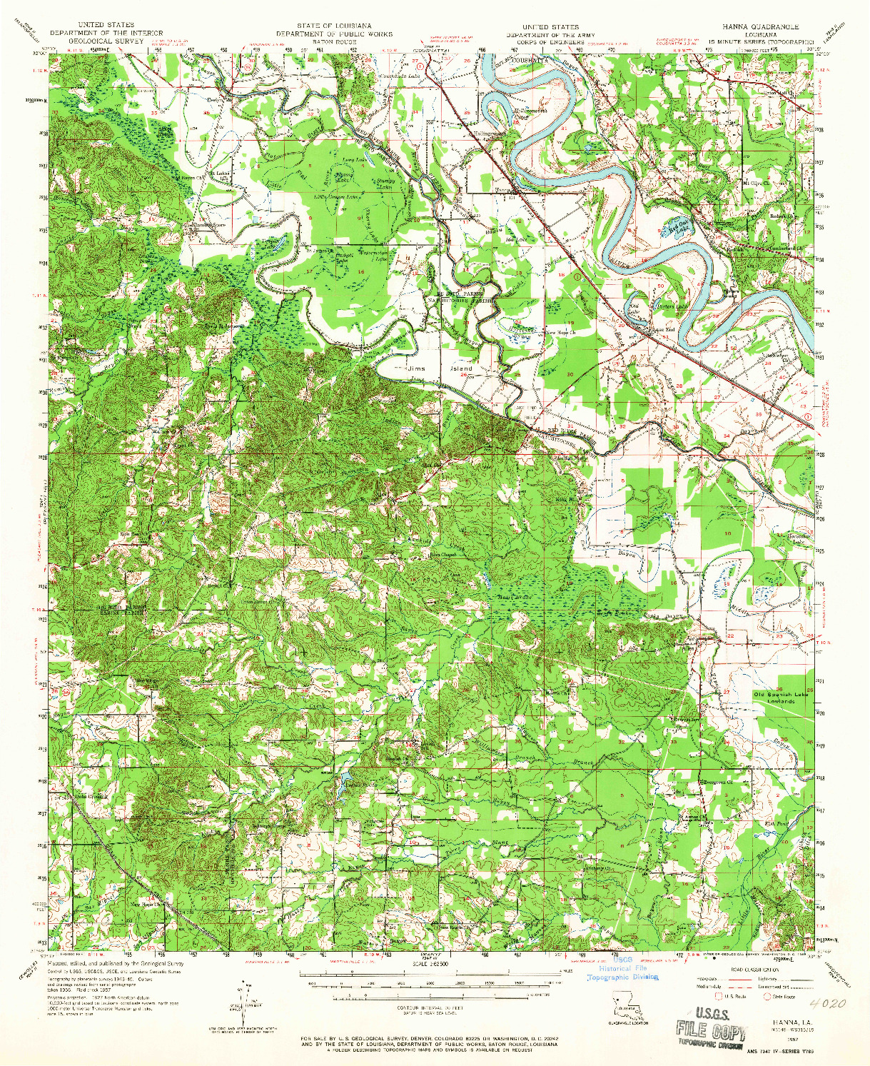 USGS 1:62500-SCALE QUADRANGLE FOR HANNA, LA 1957