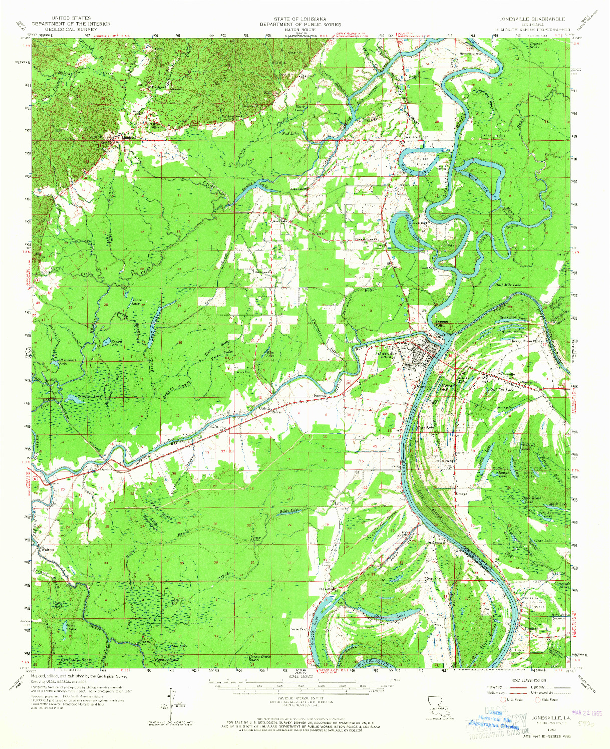 USGS 1:62500-SCALE QUADRANGLE FOR JONESVILLE, LA 1960