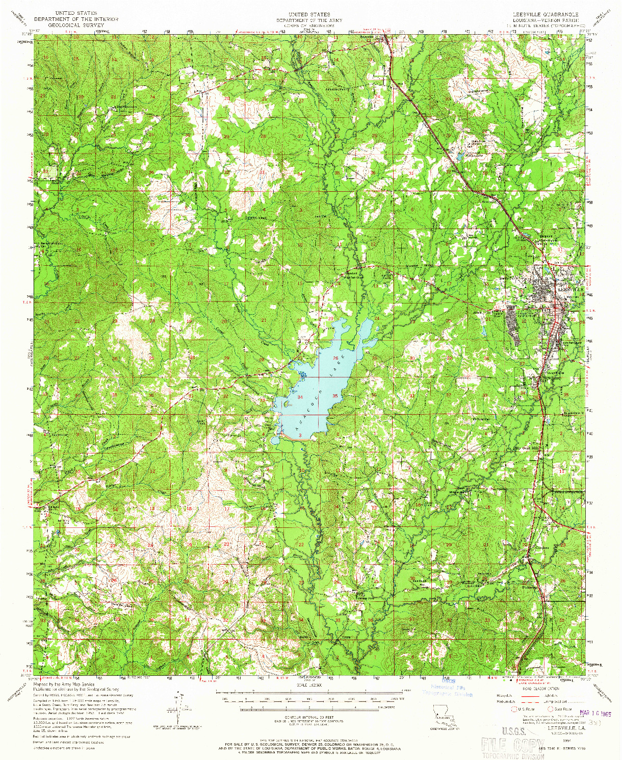 USGS 1:62500-SCALE QUADRANGLE FOR LEESVILLE, LA 1954