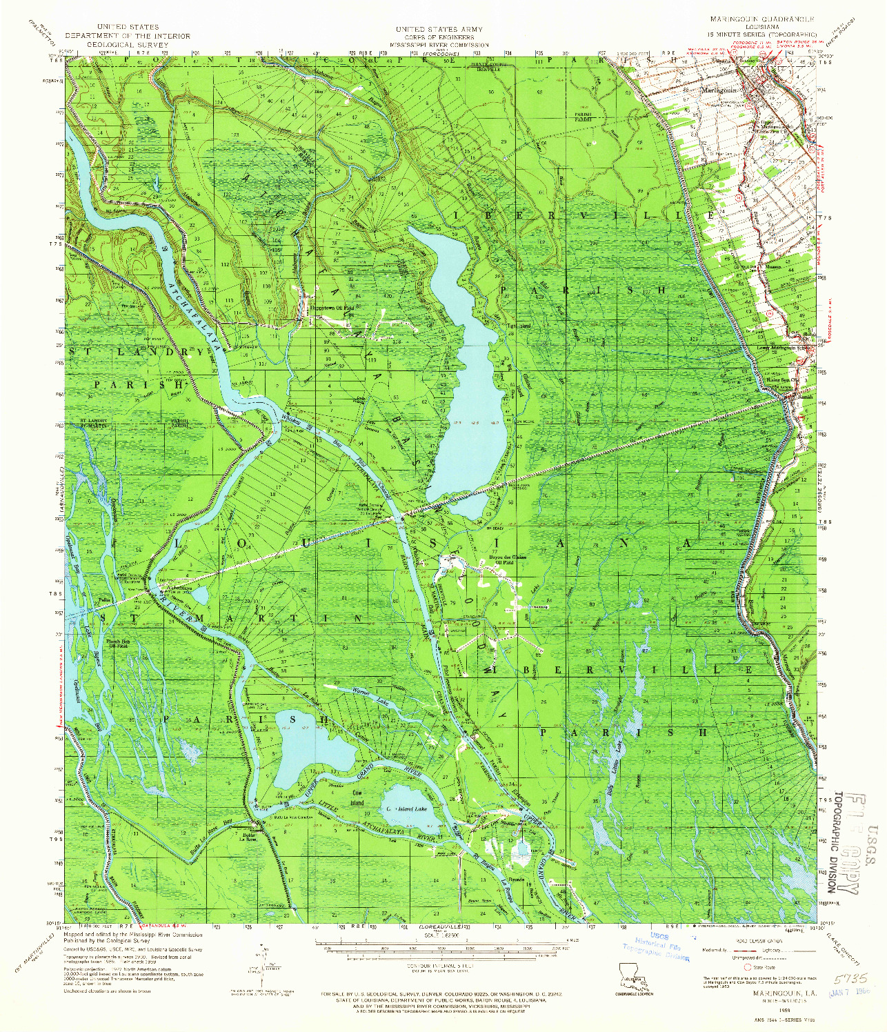 USGS 1:62500-SCALE QUADRANGLE FOR MARINGOUIN, LA 1959