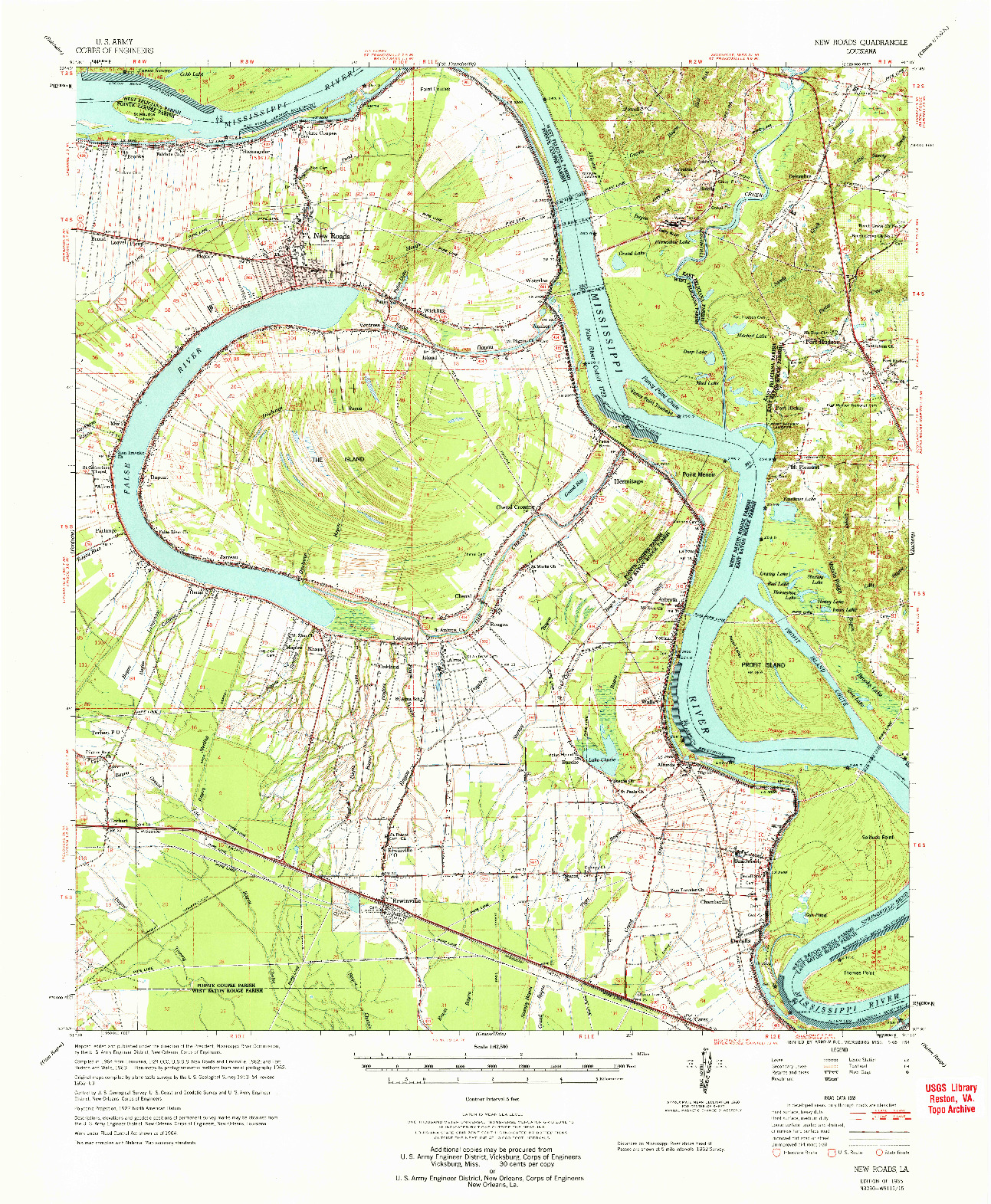 USGS 1:62500-SCALE QUADRANGLE FOR NEW ROADS, LA 1965