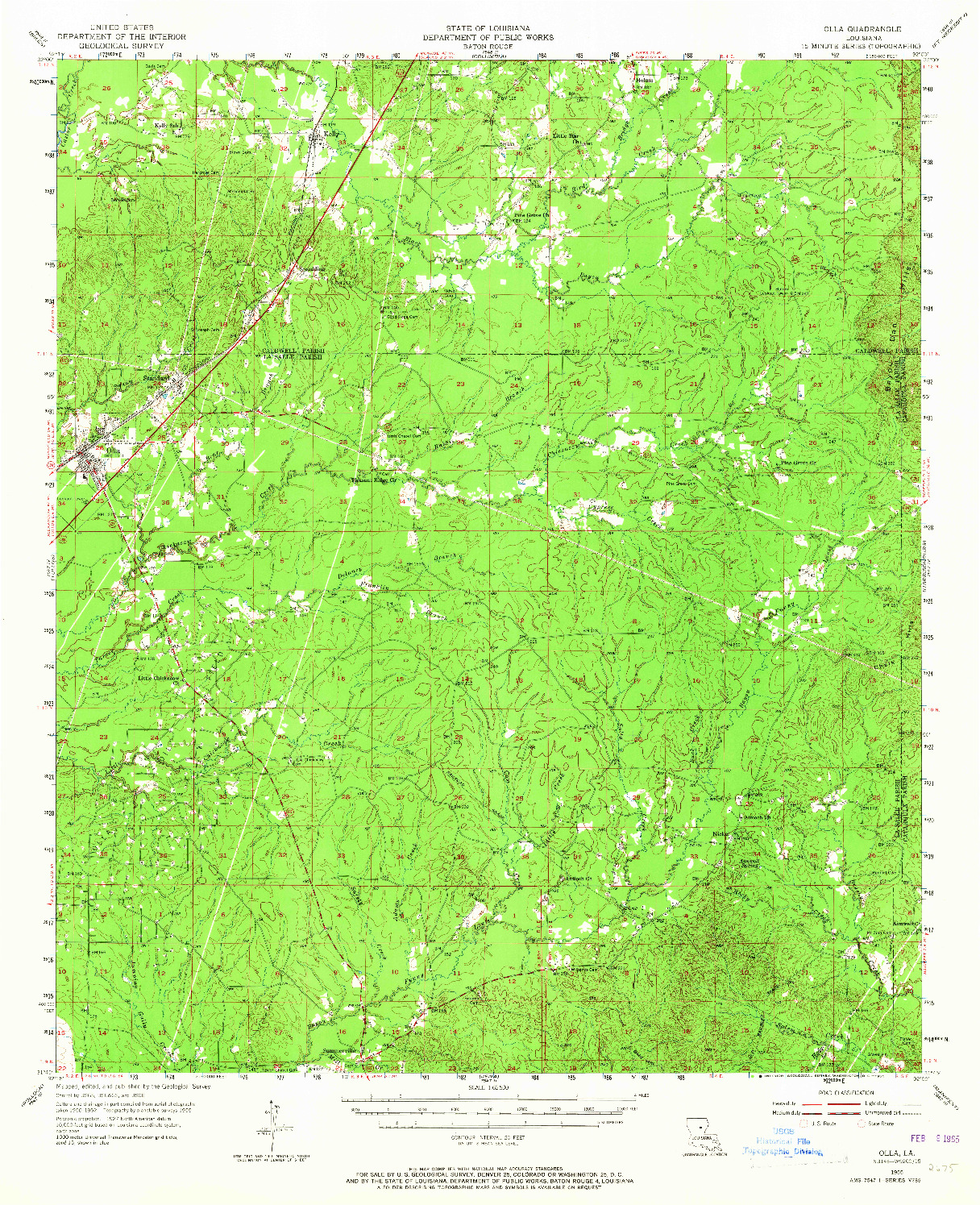 USGS 1:62500-SCALE QUADRANGLE FOR OLLA, LA 1955