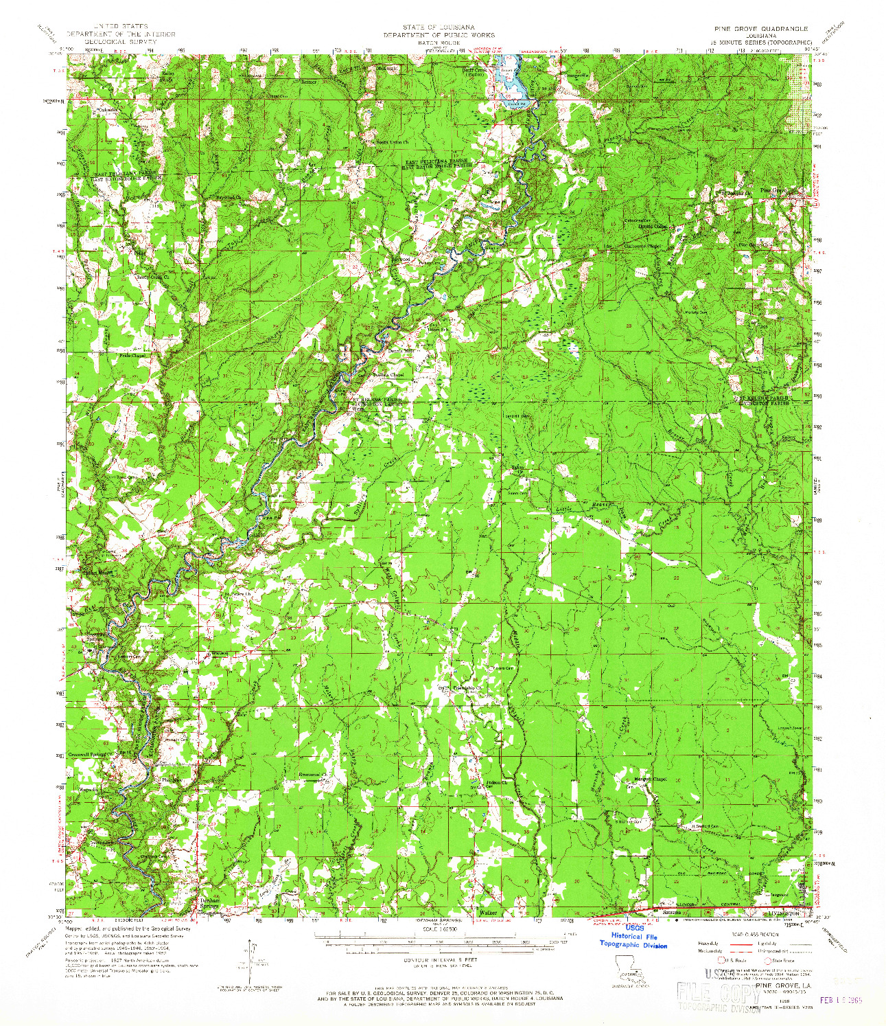 USGS 1:62500-SCALE QUADRANGLE FOR PINE GROVE, LA 1958