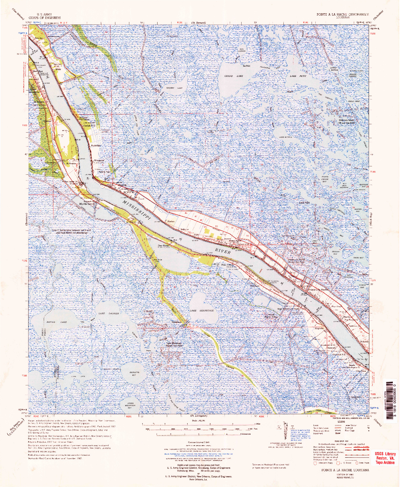 USGS 1:62500-SCALE QUADRANGLE FOR POINTE A LA HACHE, LA 1964