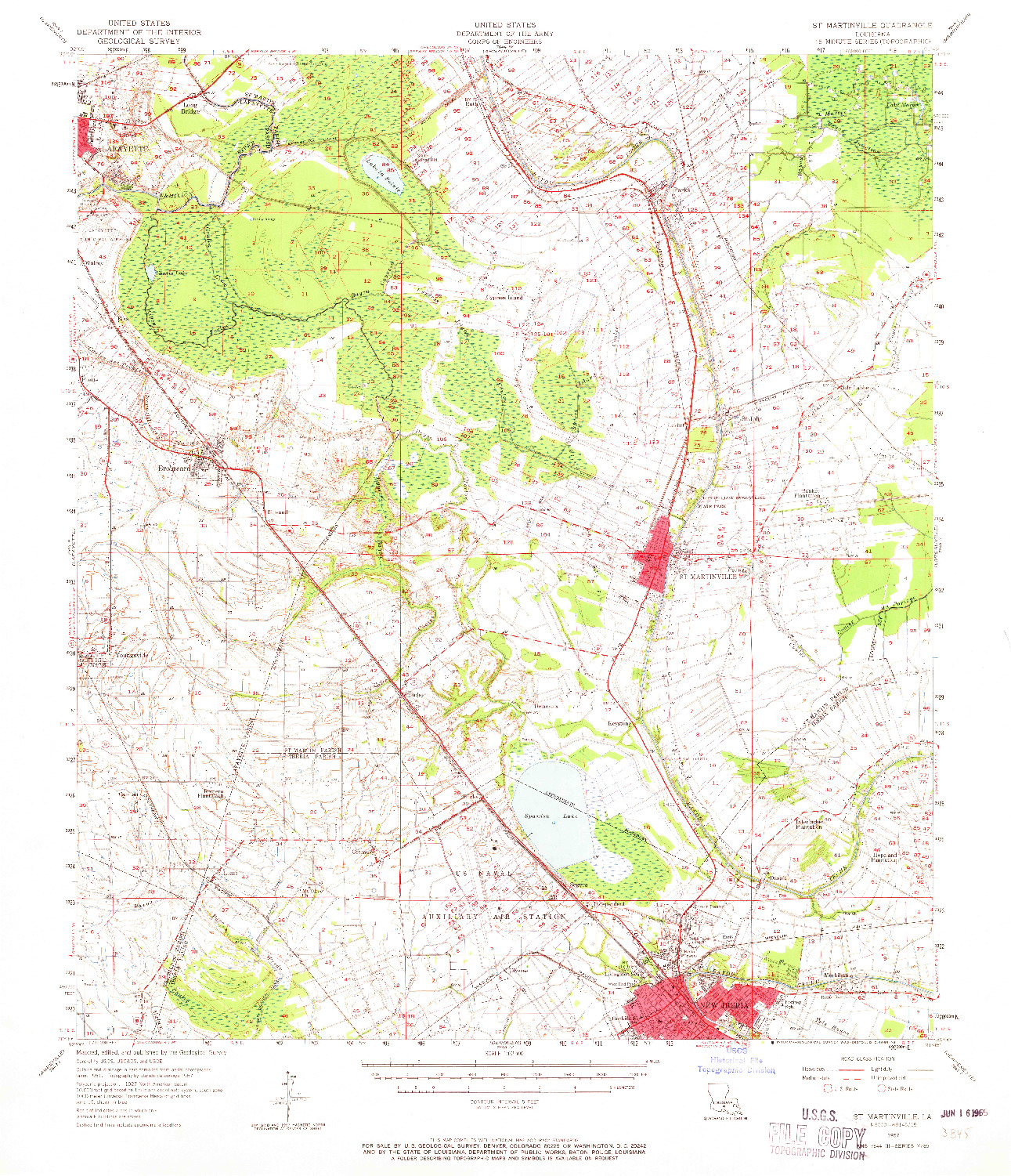 USGS 1:62500-SCALE QUADRANGLE FOR ST. MARTINVILLE, LA 1957