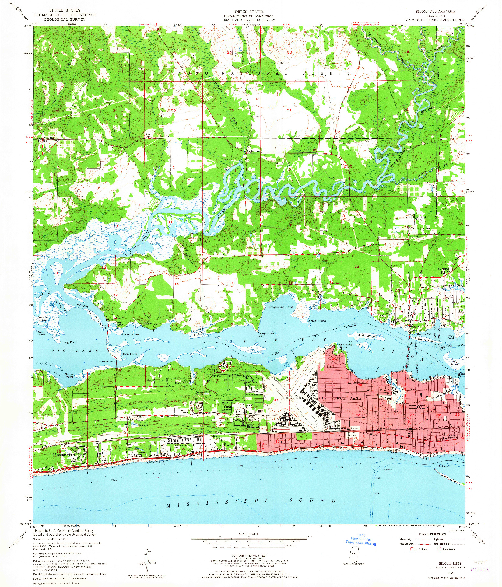 USGS 1:24000-SCALE QUADRANGLE FOR BILOXI, MS 1954