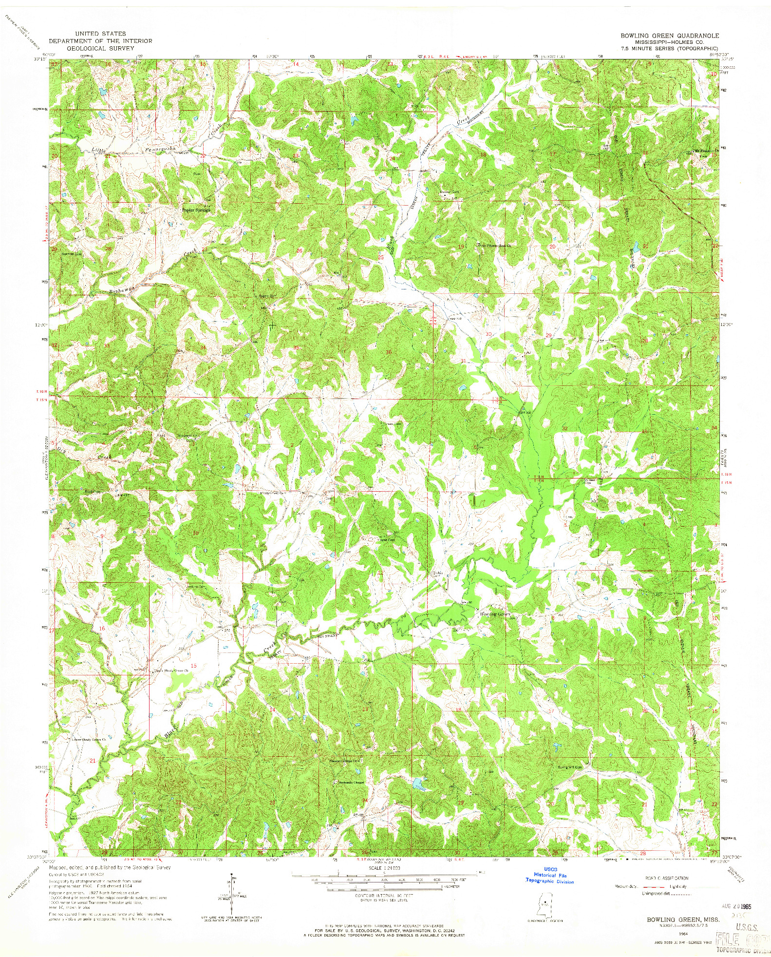 USGS 1:24000-SCALE QUADRANGLE FOR BOWLING GREEN, MS 1964