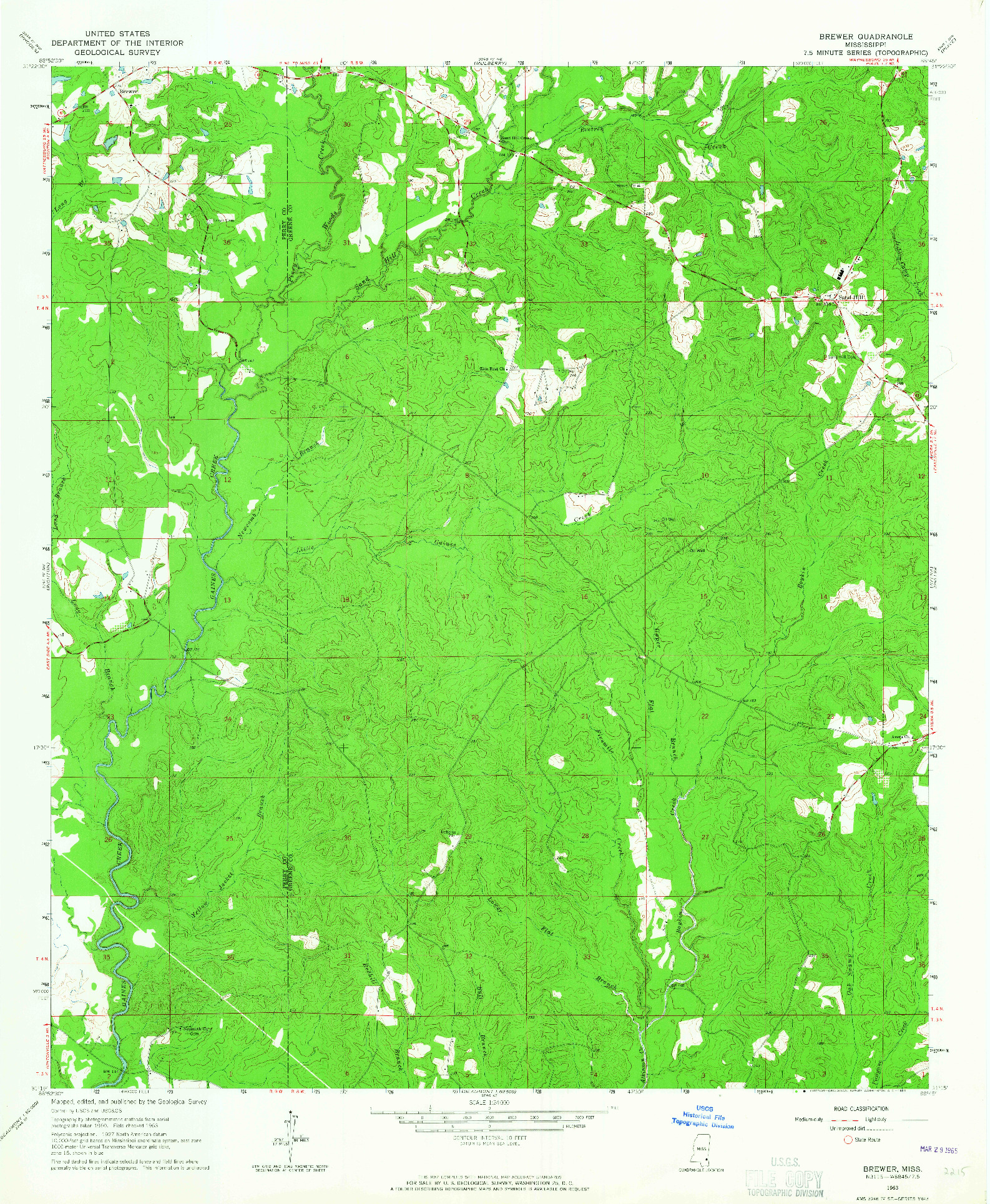 USGS 1:24000-SCALE QUADRANGLE FOR BREWER, MS 1963