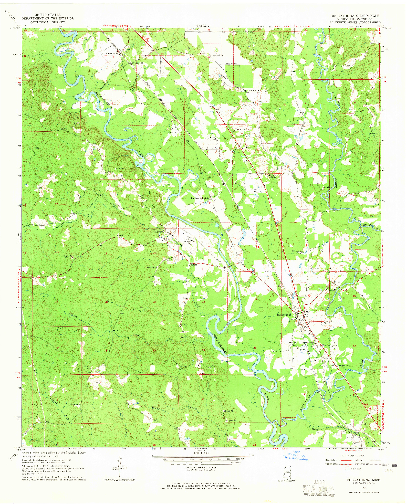 USGS 1:24000-SCALE QUADRANGLE FOR BUCKATUNNA, MS 1964