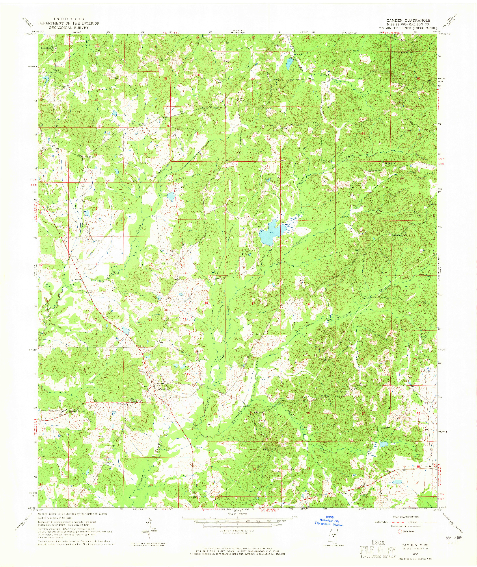 USGS 1:24000-SCALE QUADRANGLE FOR CAMDEN, MS 1964