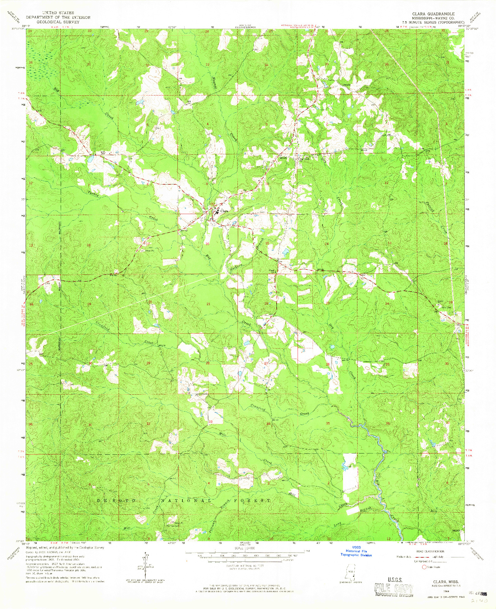 USGS 1:24000-SCALE QUADRANGLE FOR CLARA, MS 1964