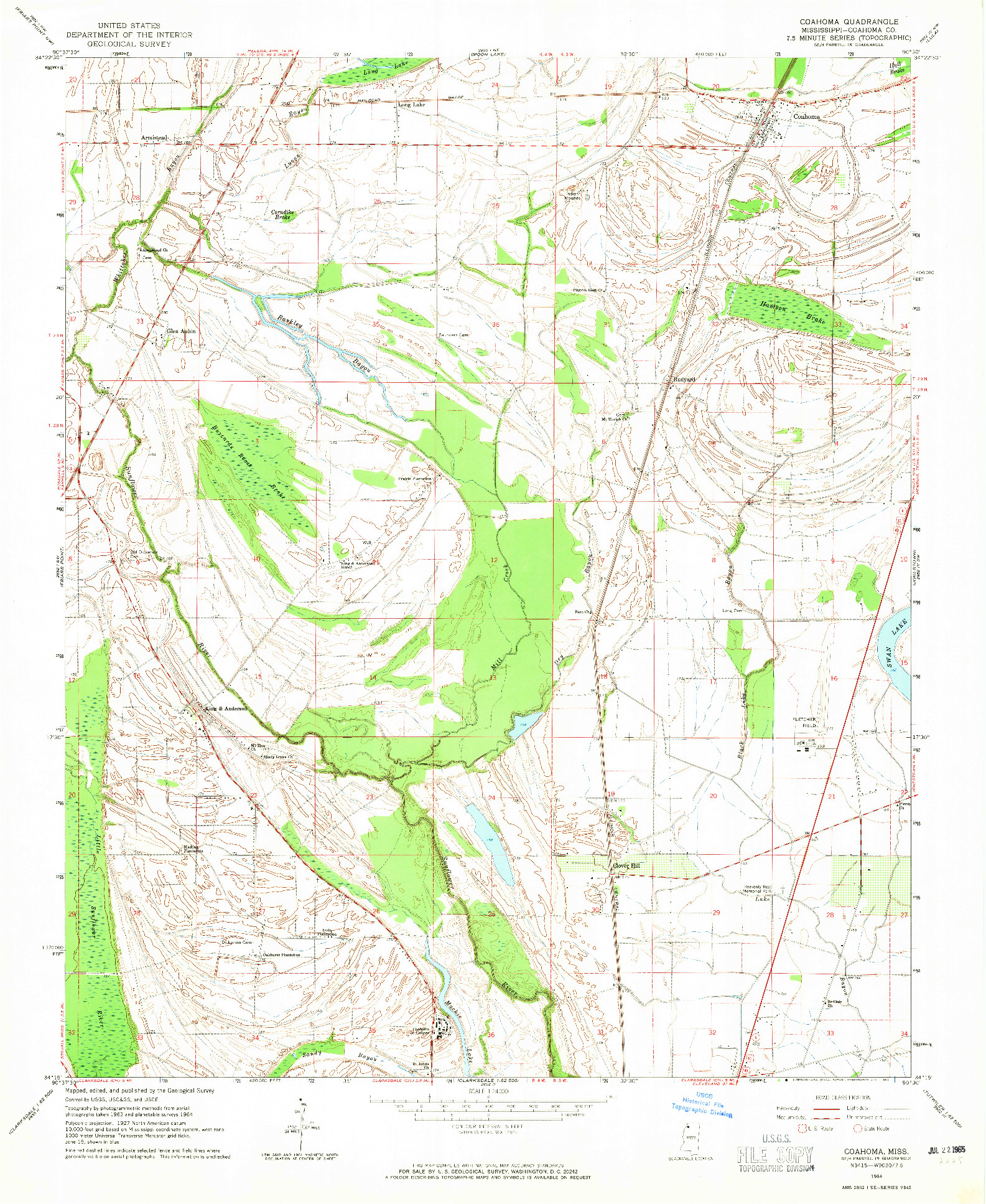 USGS 1:24000-SCALE QUADRANGLE FOR COAHOMA, MS 1964