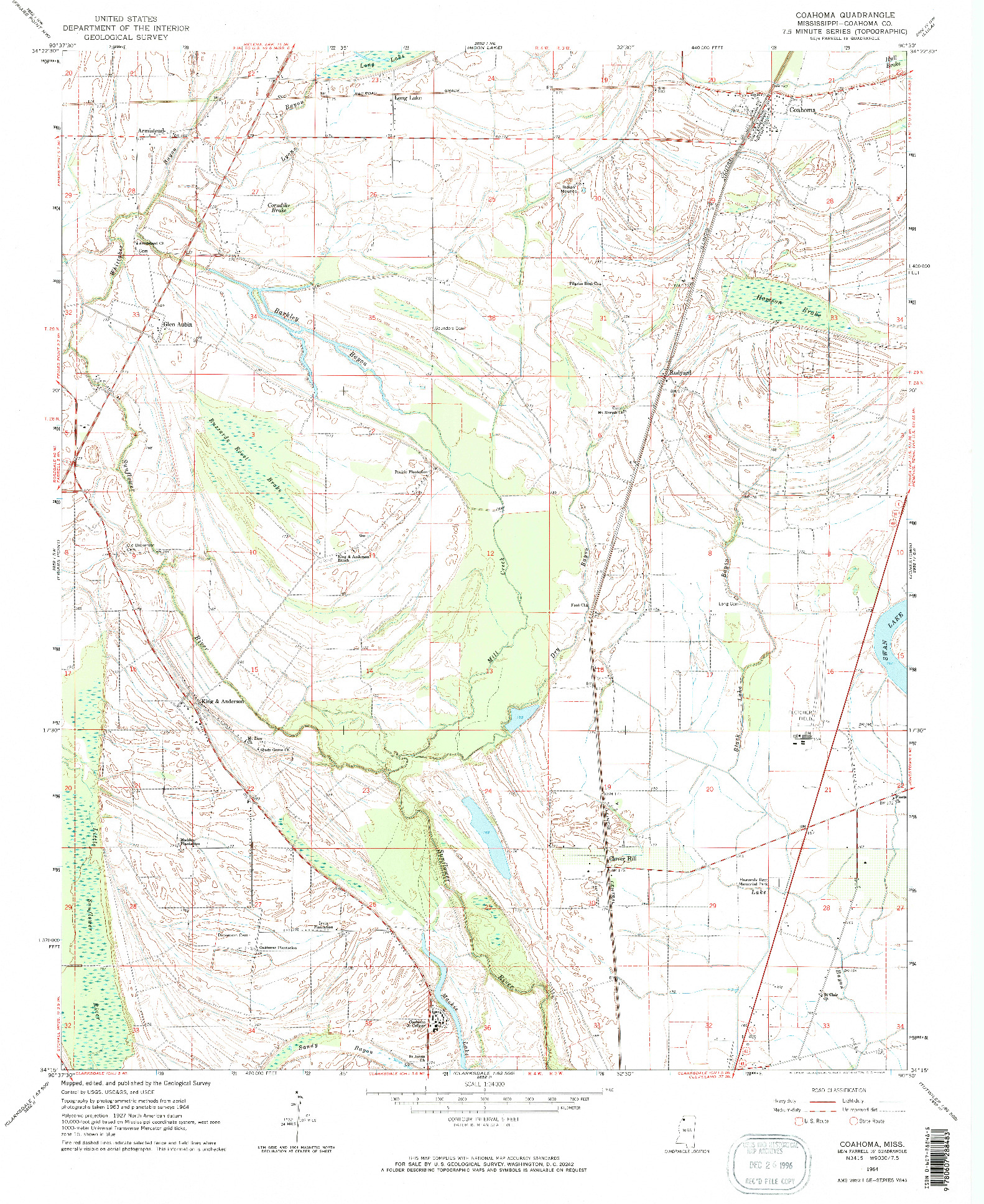 USGS 1:24000-SCALE QUADRANGLE FOR COAHOMA, MS 1964