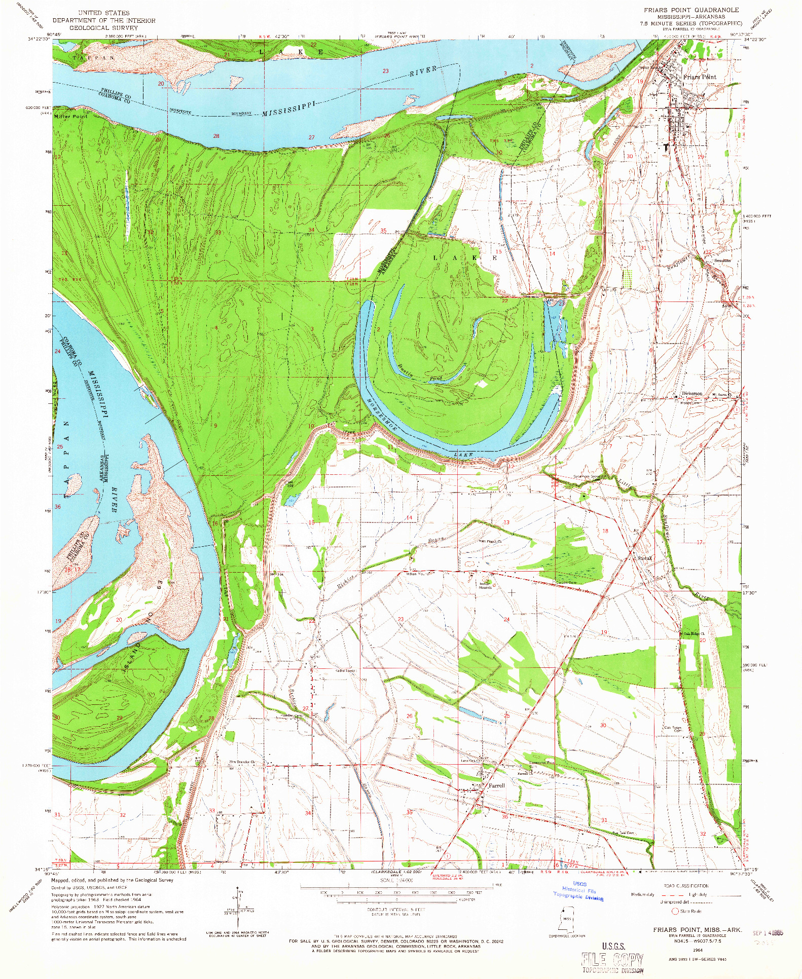 USGS 1:24000-SCALE QUADRANGLE FOR FRIARS POINT, MS 1964