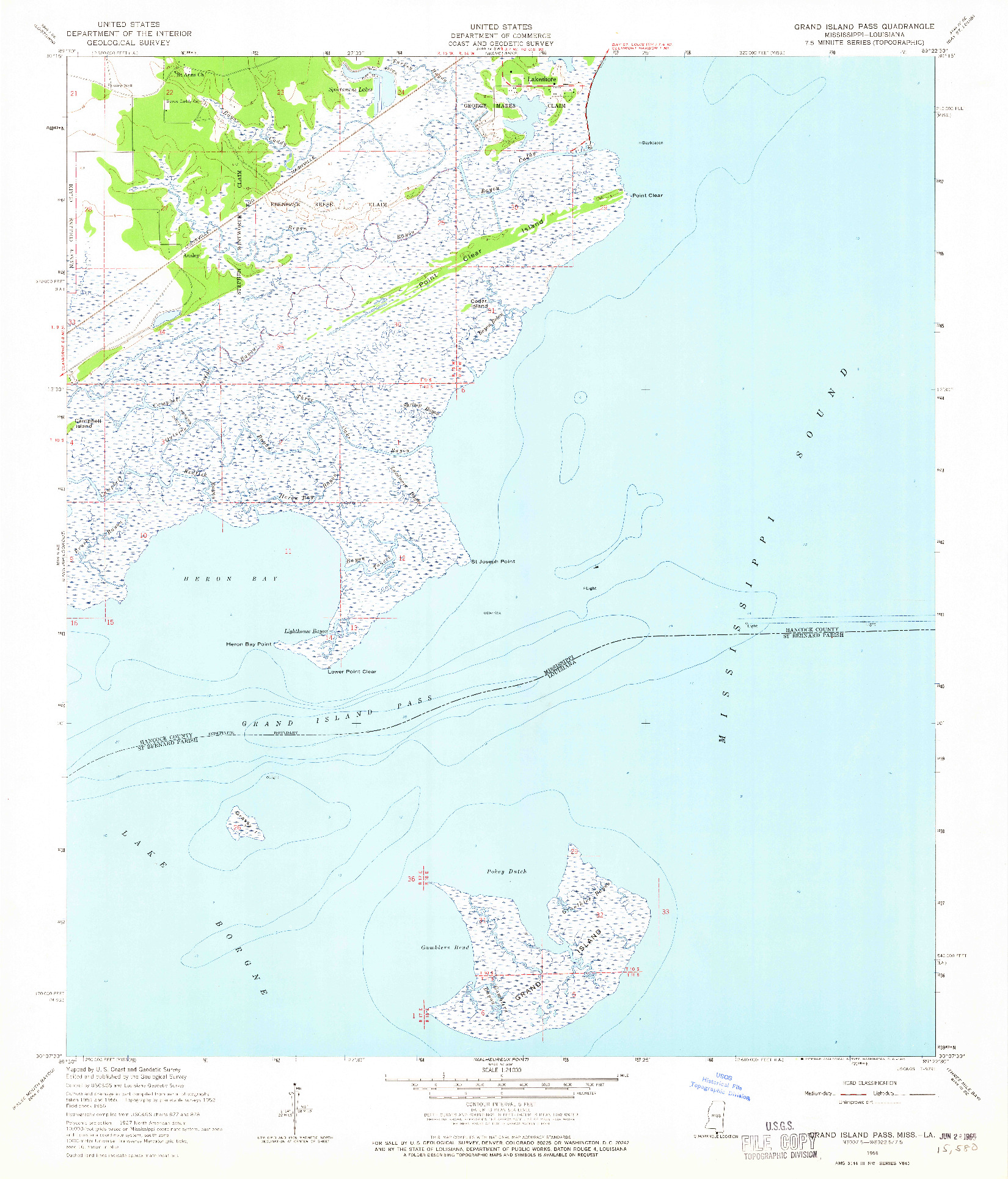 USGS 1:24000-SCALE QUADRANGLE FOR GRAND ISLAND PASS, MS 1956