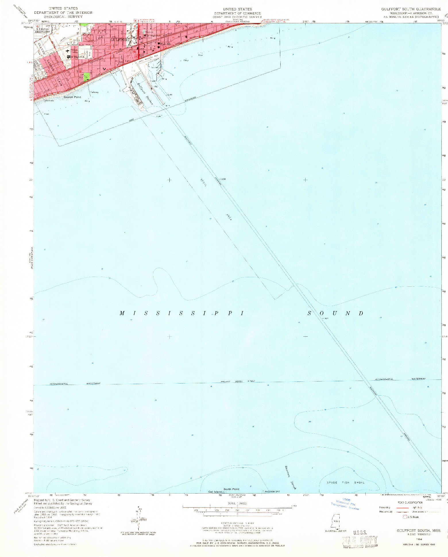 USGS 1:24000-SCALE QUADRANGLE FOR GULFPORT SOUTH, MS 1954