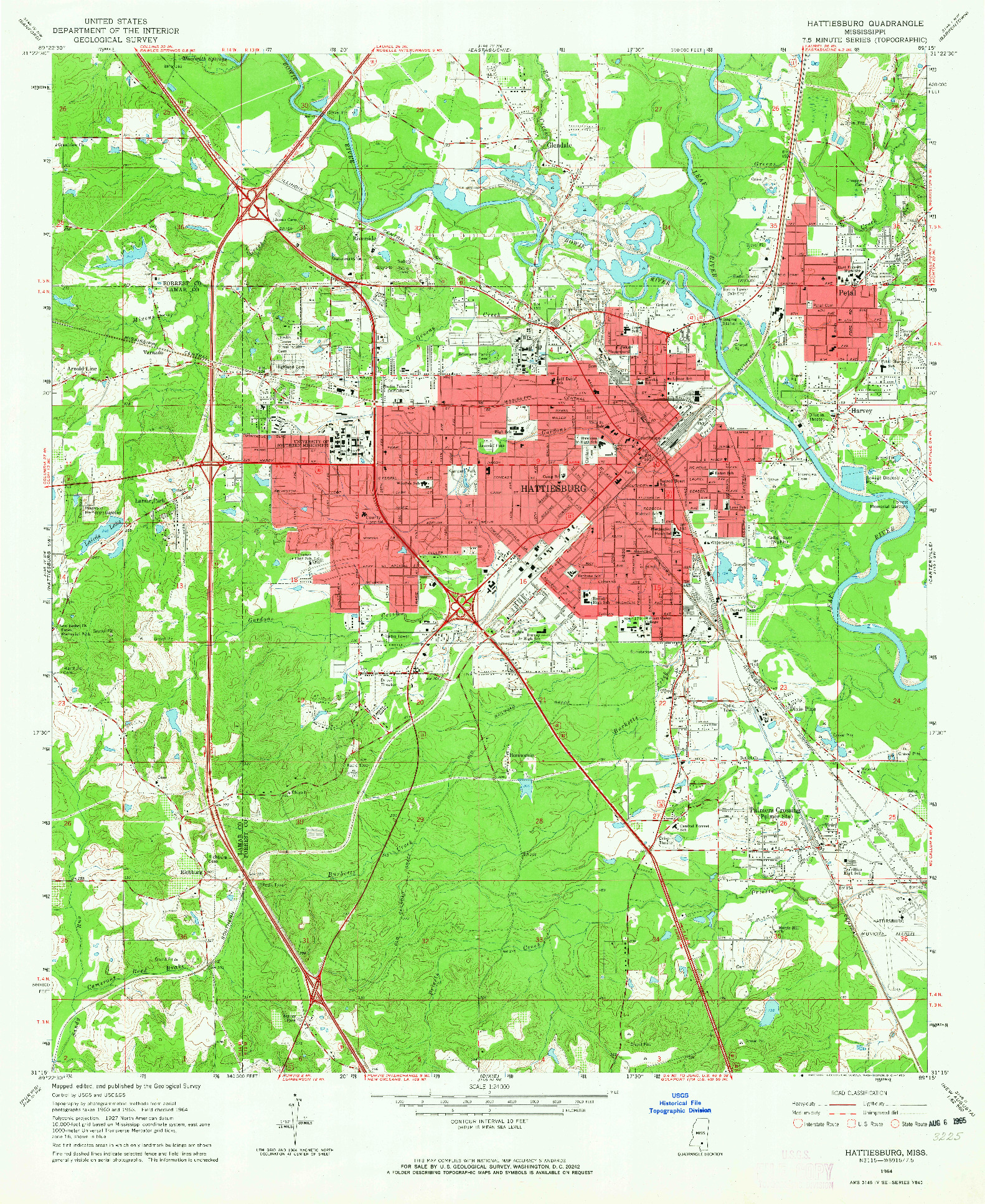 USGS 1:24000-SCALE QUADRANGLE FOR HATTIESBURG, MS 1964