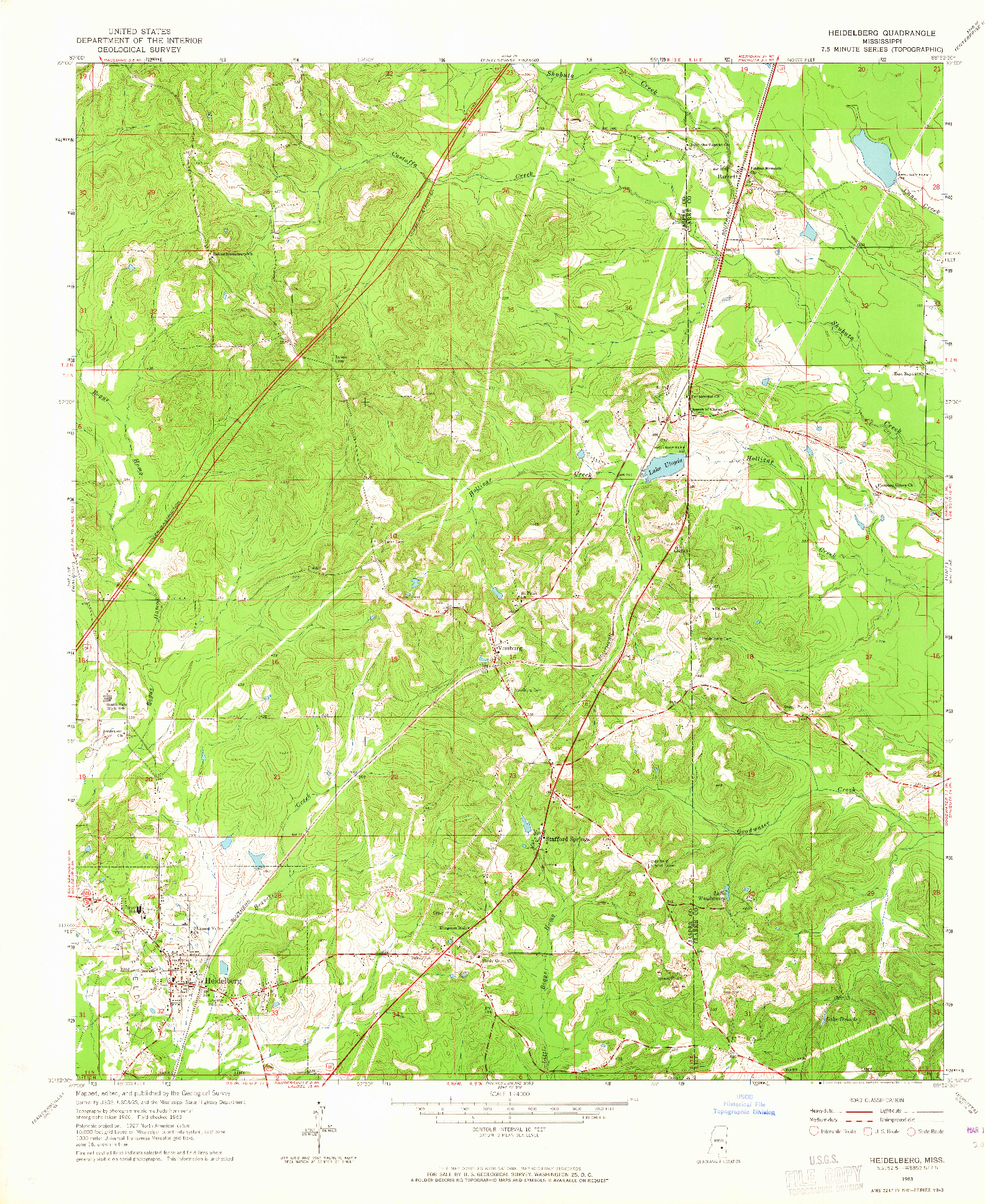 USGS 1:24000-SCALE QUADRANGLE FOR HEIDELBERG, MS 1963