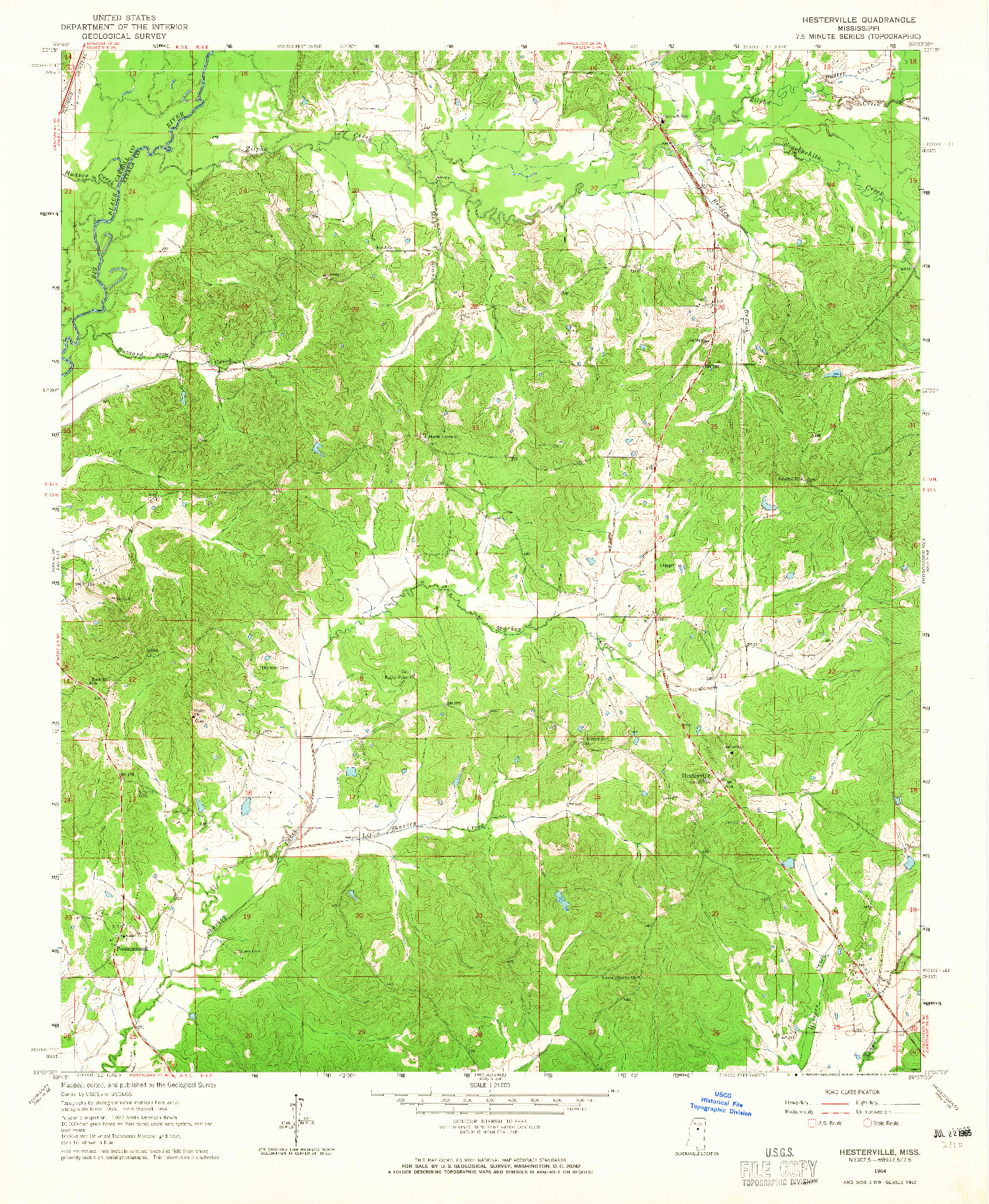 USGS 1:24000-SCALE QUADRANGLE FOR HESTERVILLE, MS 1964