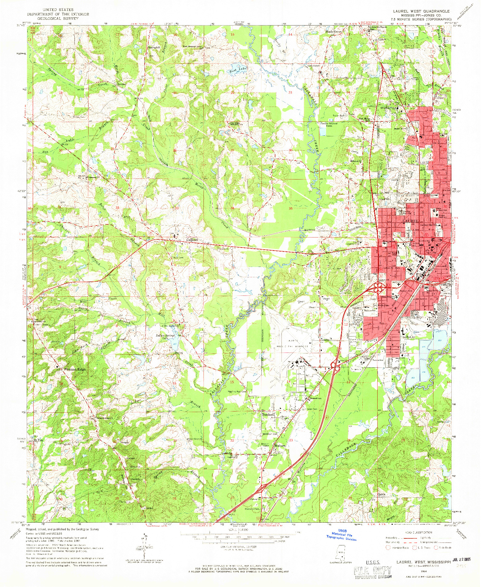 USGS 1:24000-SCALE QUADRANGLE FOR LAUREL WEST, MS 1964