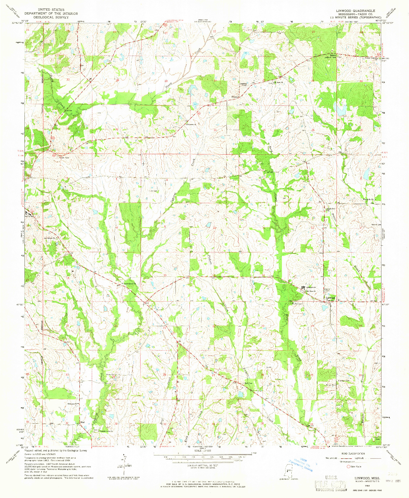 USGS 1:24000-SCALE QUADRANGLE FOR LINWOOD, MS 1964