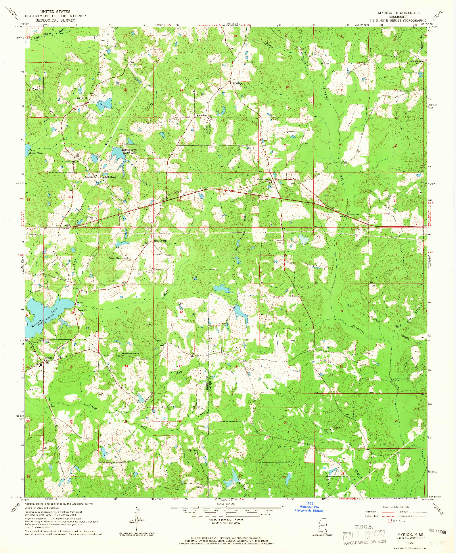 USGS 1:24000-SCALE QUADRANGLE FOR MYRICK, MS 1964