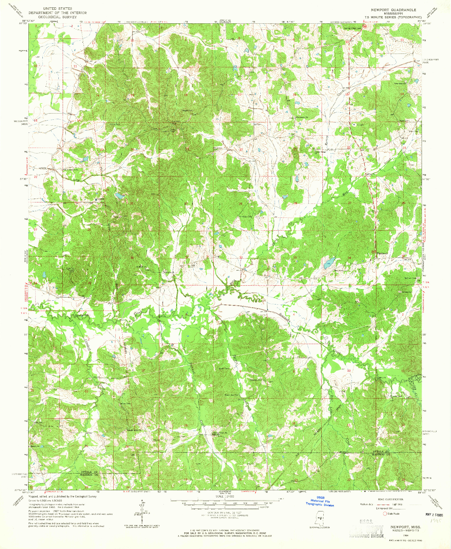 USGS 1:24000-SCALE QUADRANGLE FOR NEWPORT, MS 1964