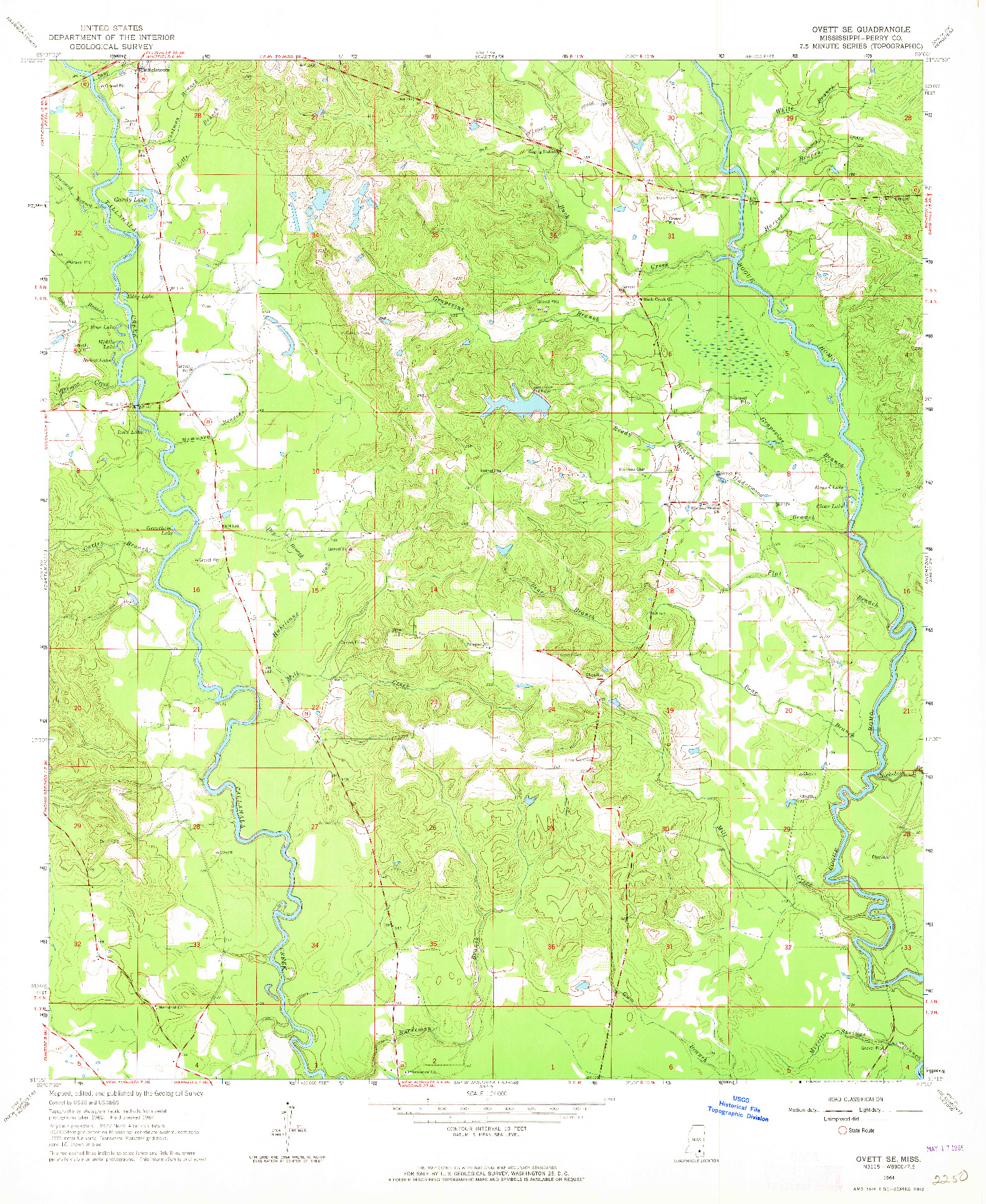 USGS 1:24000-SCALE QUADRANGLE FOR OVETT SE, MS 1964