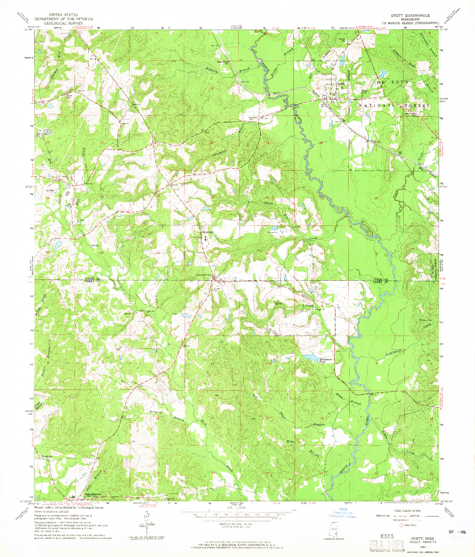 USGS 1:24000-SCALE QUADRANGLE FOR OVETT, MS 1964