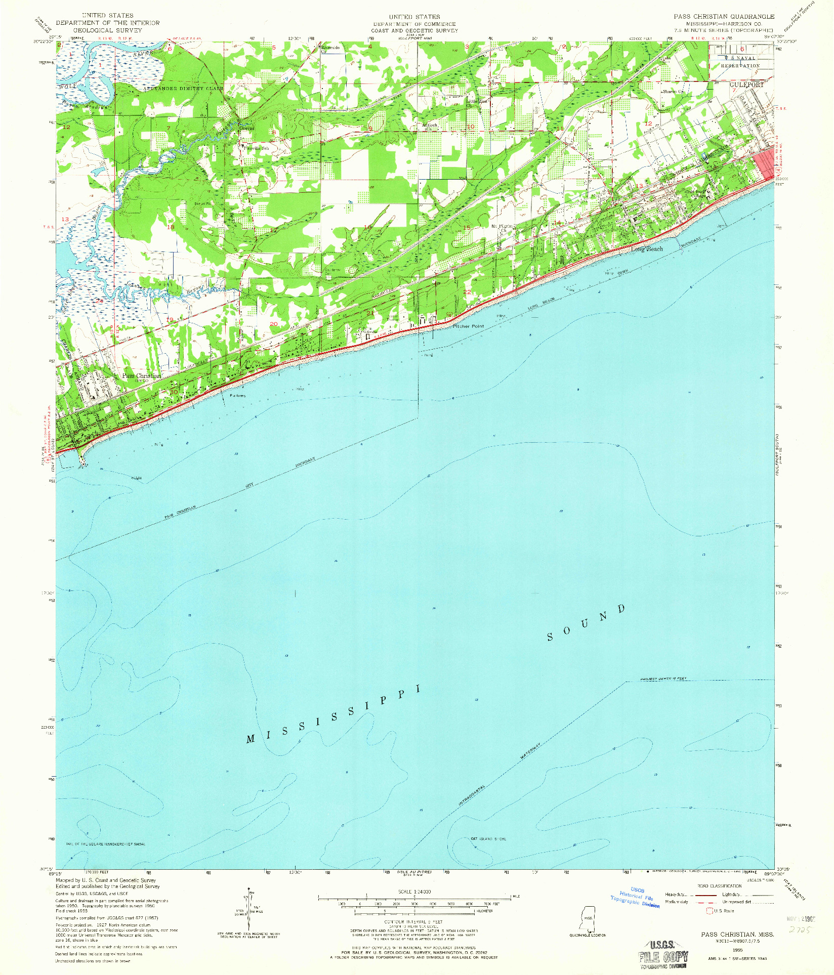 USGS 1:24000-SCALE QUADRANGLE FOR PASS CHRISTIAN, MS 1955