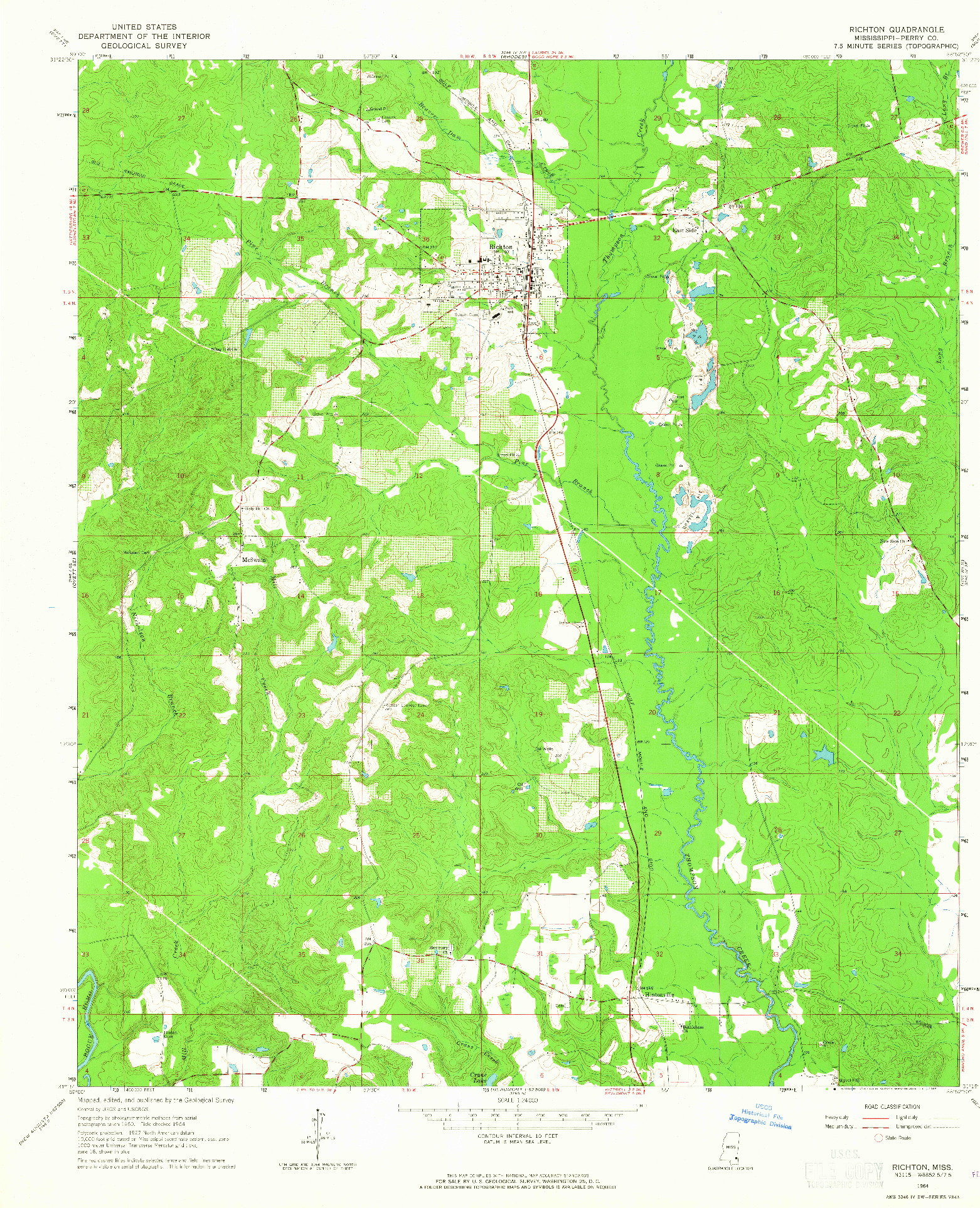 USGS 1:24000-SCALE QUADRANGLE FOR RICHTON, MS 1964