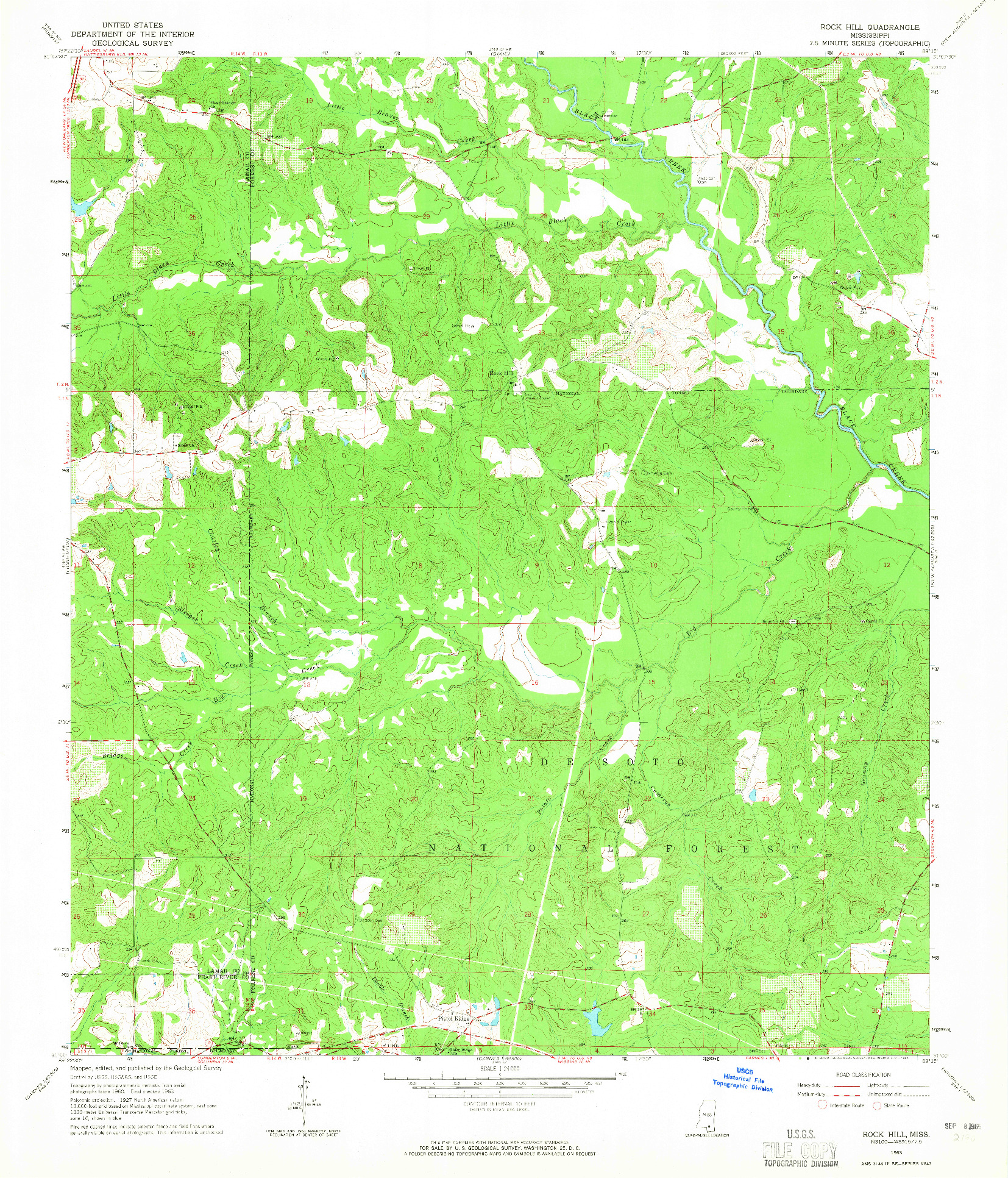 USGS 1:24000-SCALE QUADRANGLE FOR ROCK HILL, MS 1963