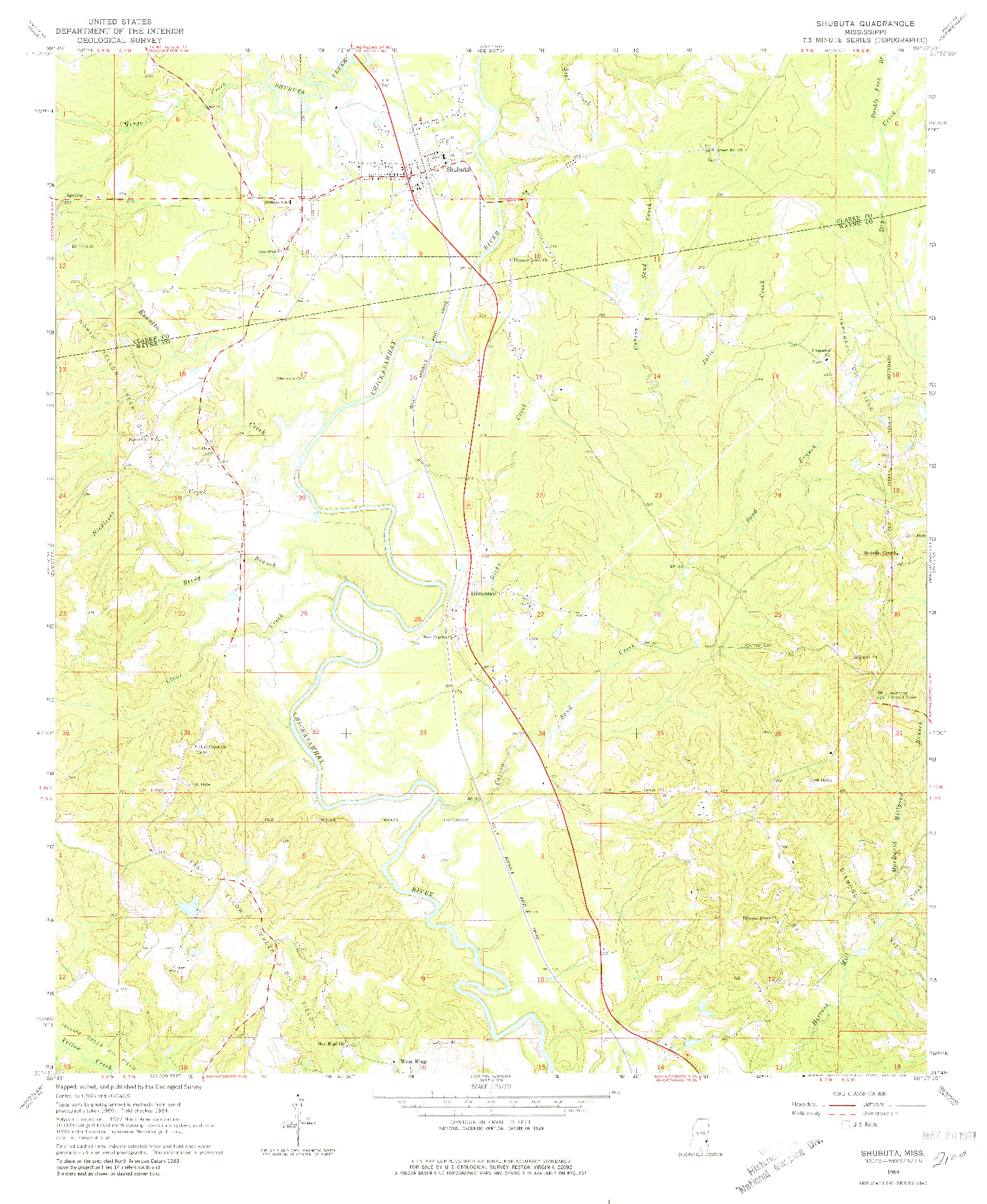 USGS 1:24000-SCALE QUADRANGLE FOR SHUBUTA, MS 1964