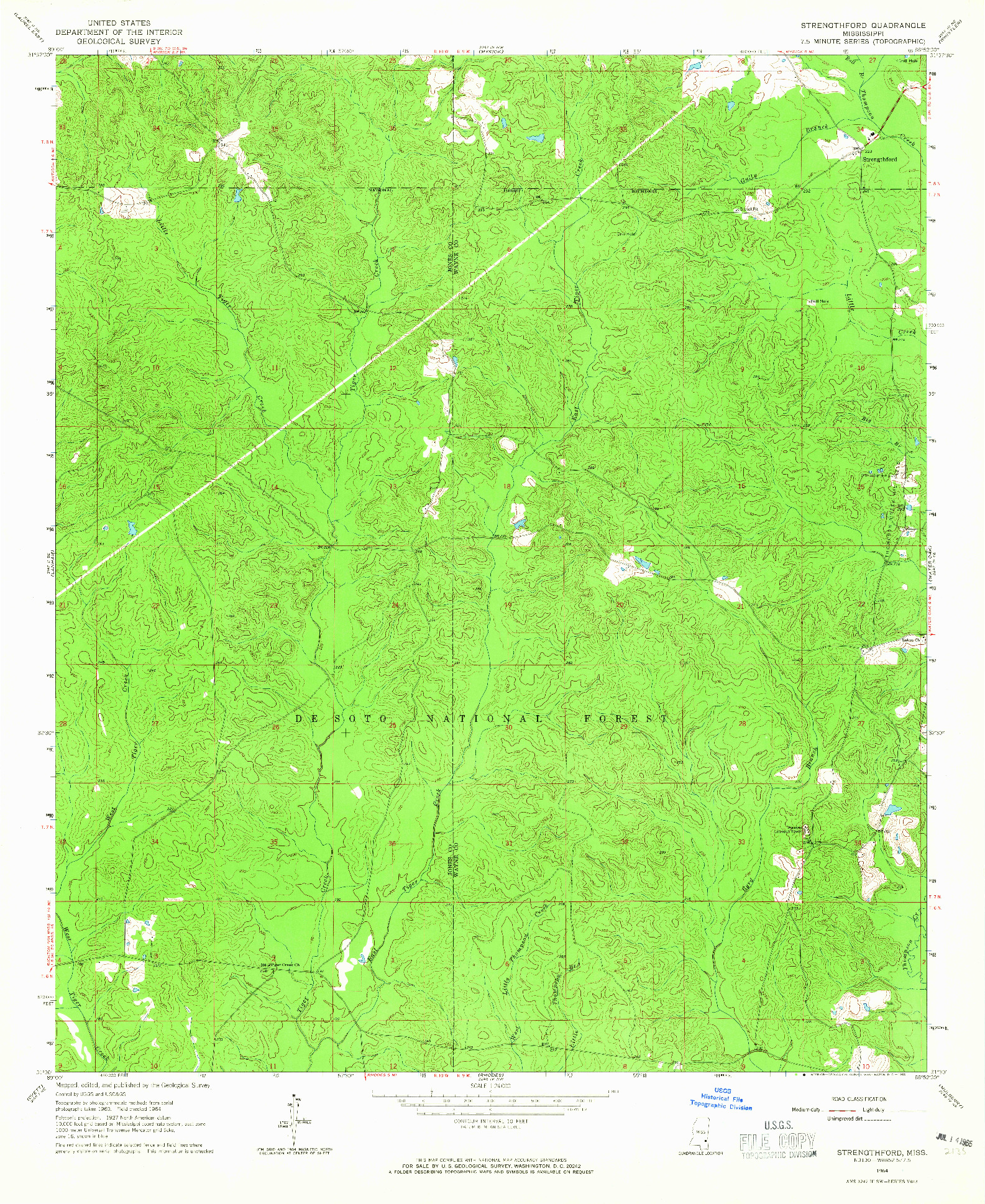 USGS 1:24000-SCALE QUADRANGLE FOR STRENGTHFORD, MS 1964