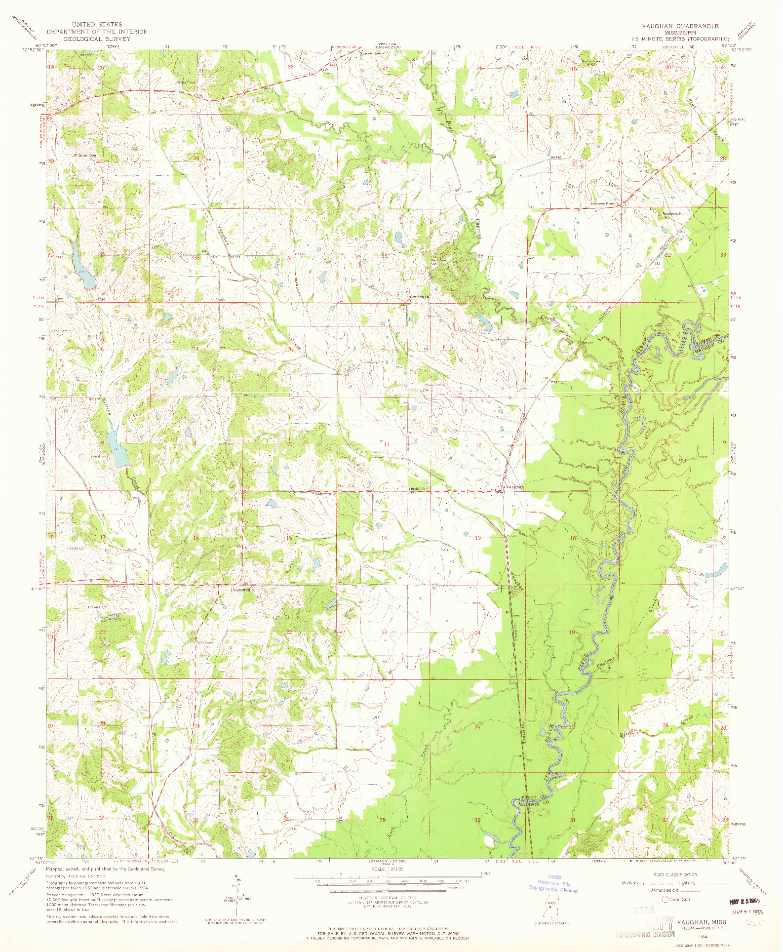 USGS 1:24000-SCALE QUADRANGLE FOR VAUGHAN, MS 1964