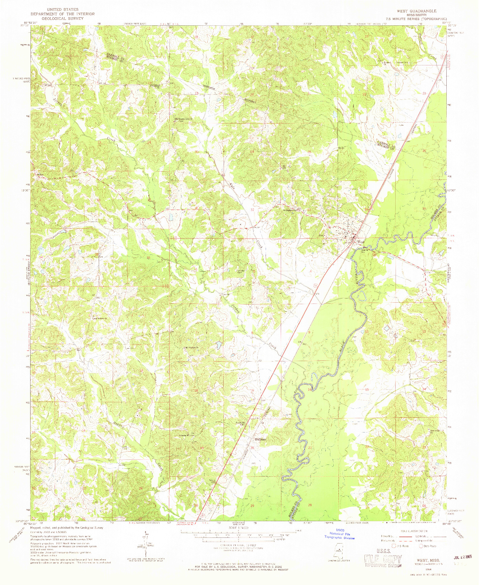 USGS 1:24000-SCALE QUADRANGLE FOR WEST, MS 1964