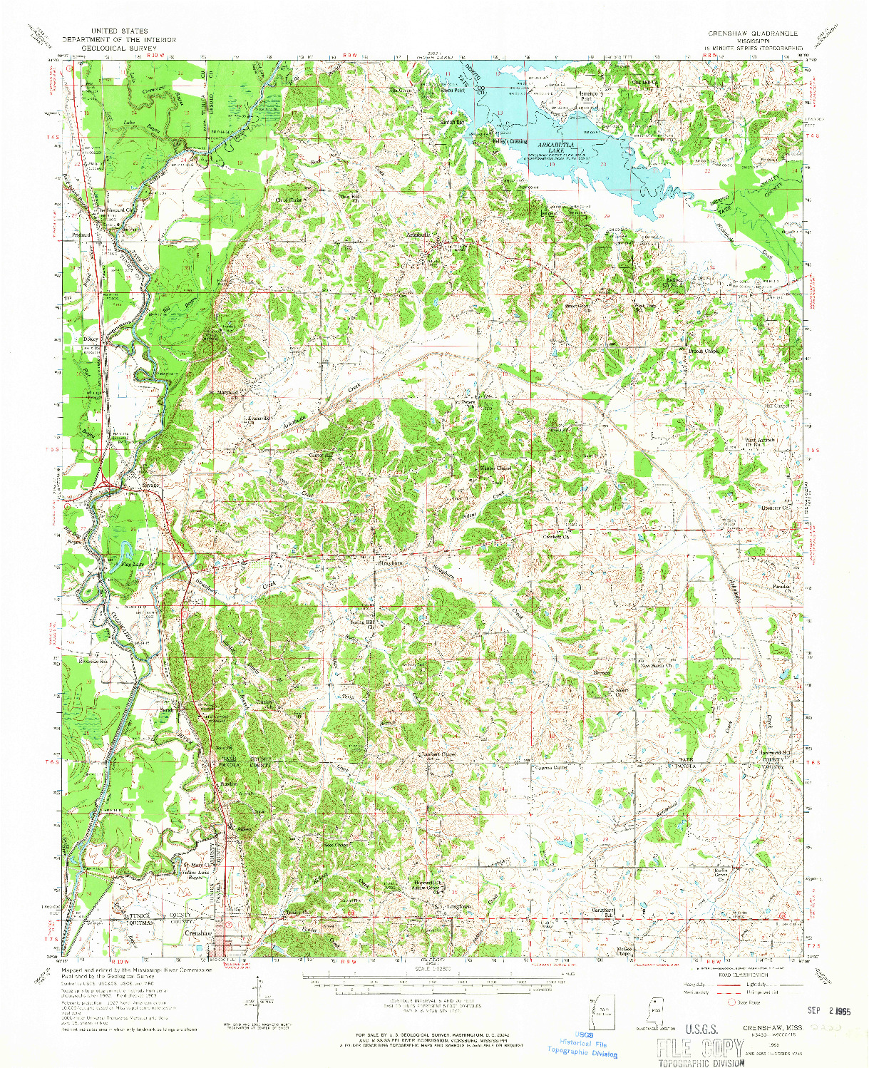 USGS 1:62500-SCALE QUADRANGLE FOR CRENSHAW, MS 1963