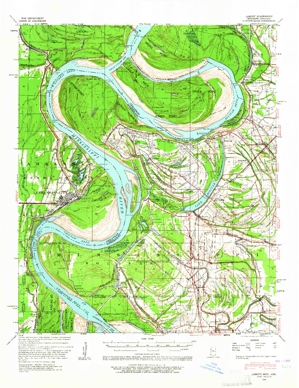 USGS 1:62500-SCALE QUADRANGLE FOR LAMONT, MS 1939