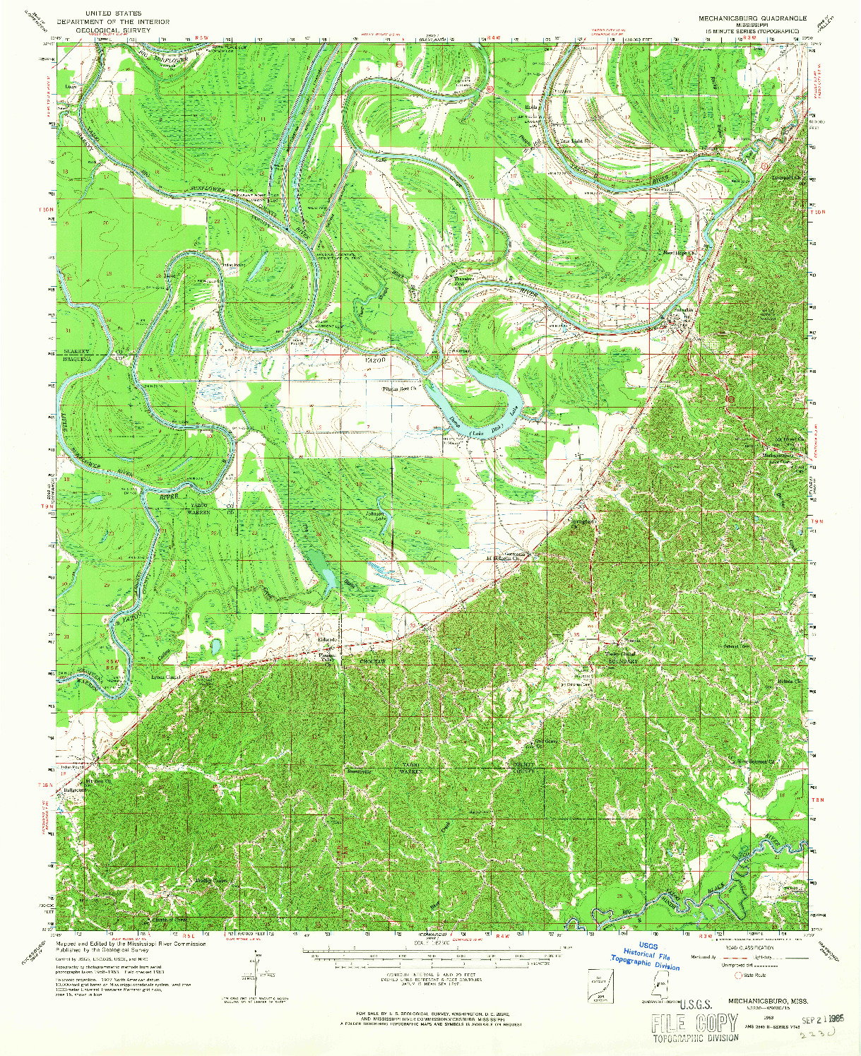 USGS 1:62500-SCALE QUADRANGLE FOR MECHANICSBURG, MS 1963