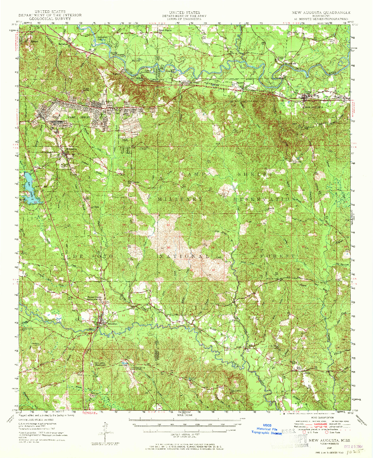USGS 1:62500-SCALE QUADRANGLE FOR NEW AUGUSTA, MS 1947