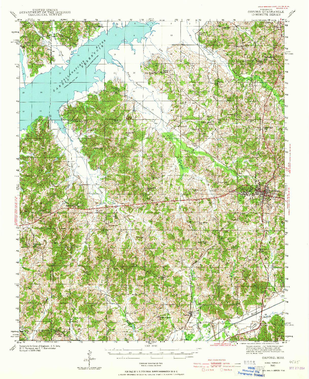 USGS 1:62500-SCALE QUADRANGLE FOR OXFORD, MS 1940