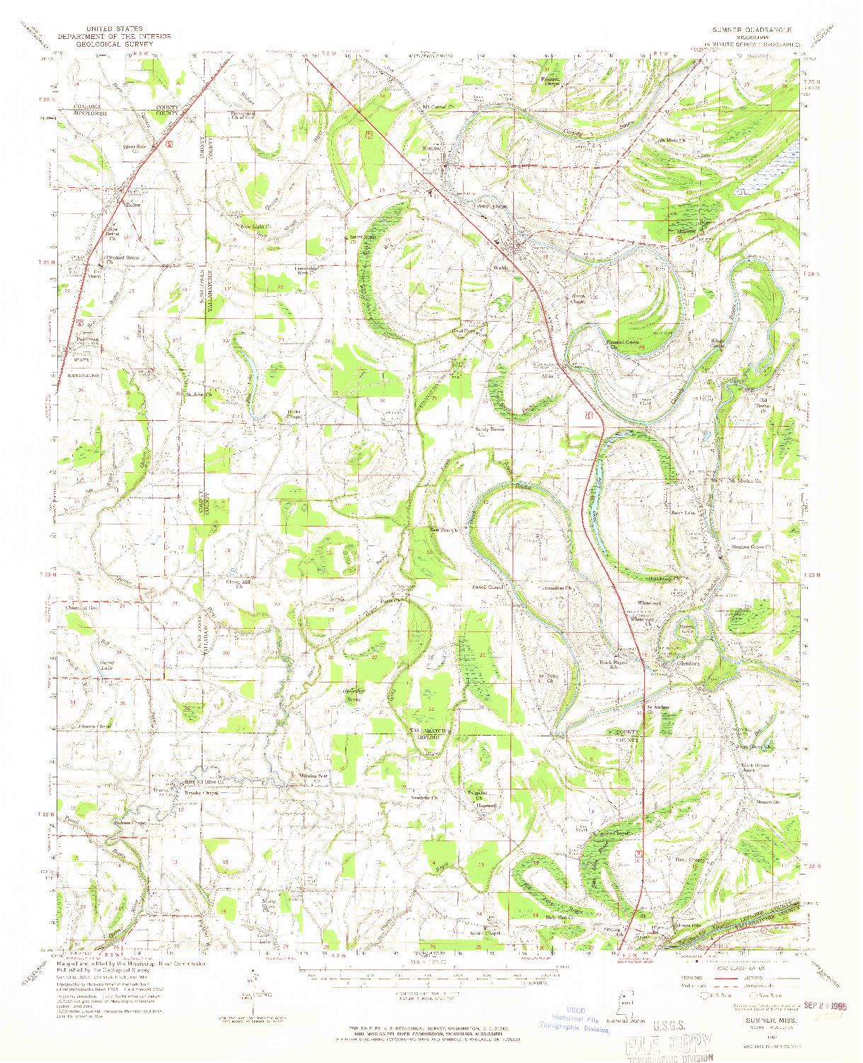 USGS 1:62500-SCALE QUADRANGLE FOR SUMNER, MS 1962