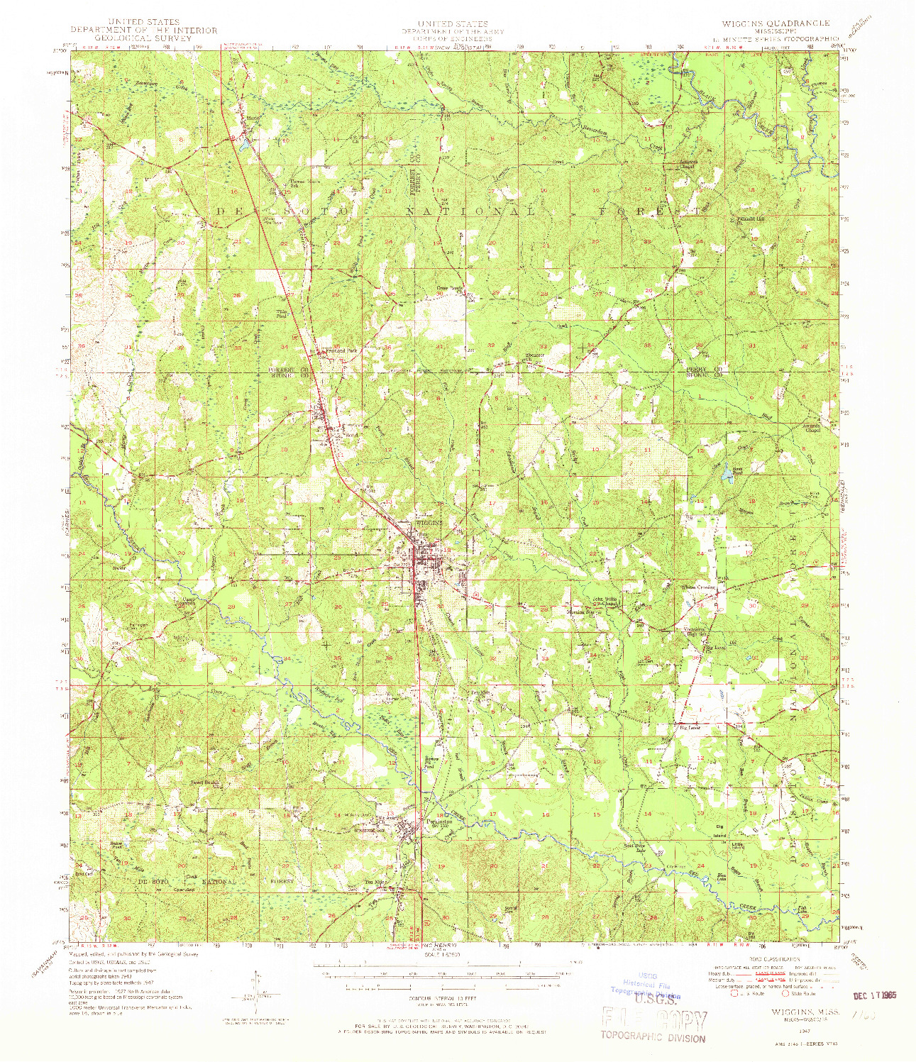 USGS 1:62500-SCALE QUADRANGLE FOR WIGGINS, MS 1947