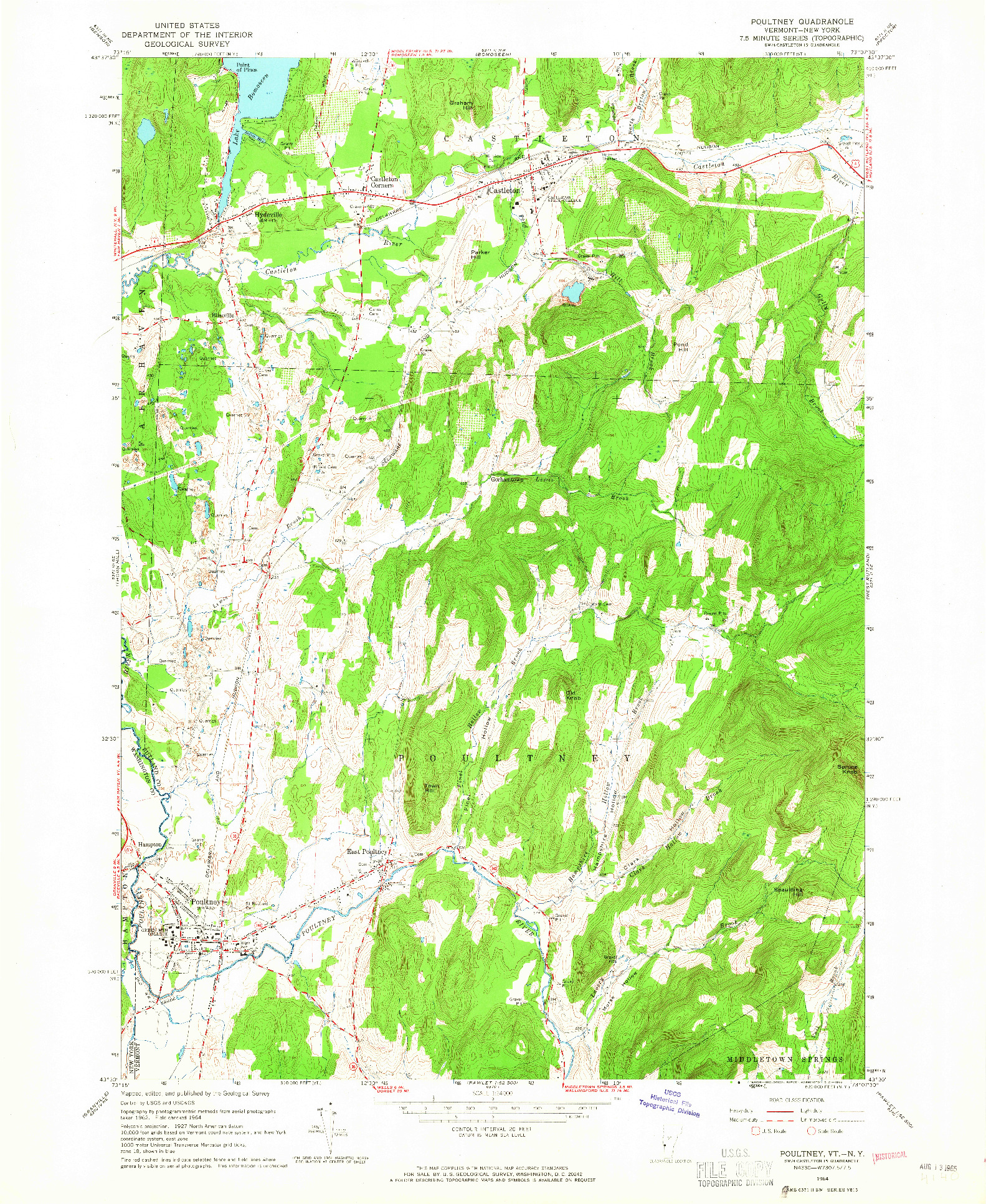 USGS 1:24000-SCALE QUADRANGLE FOR POULTNEY, VT 1964