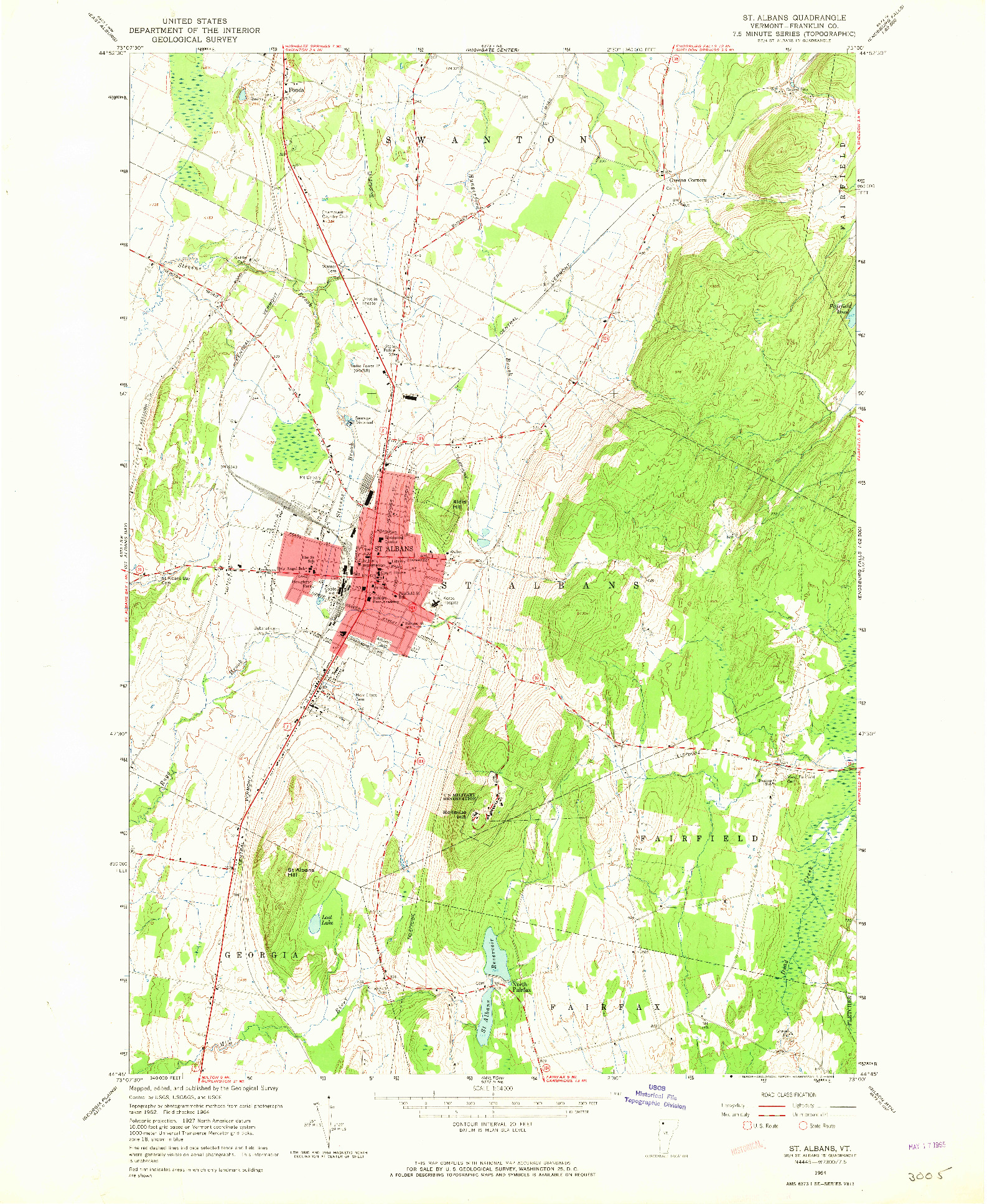 USGS 1:24000-SCALE QUADRANGLE FOR ST. ALBANS, VT 1964