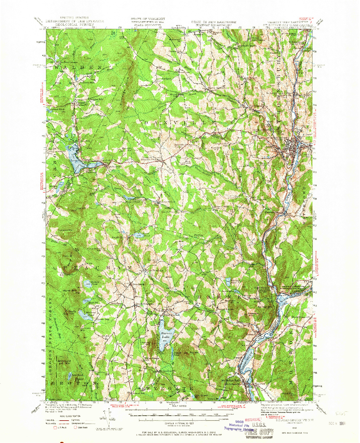 USGS 1:62500-SCALE QUADRANGLE FOR ST. JOHNSBURY, VT 1949