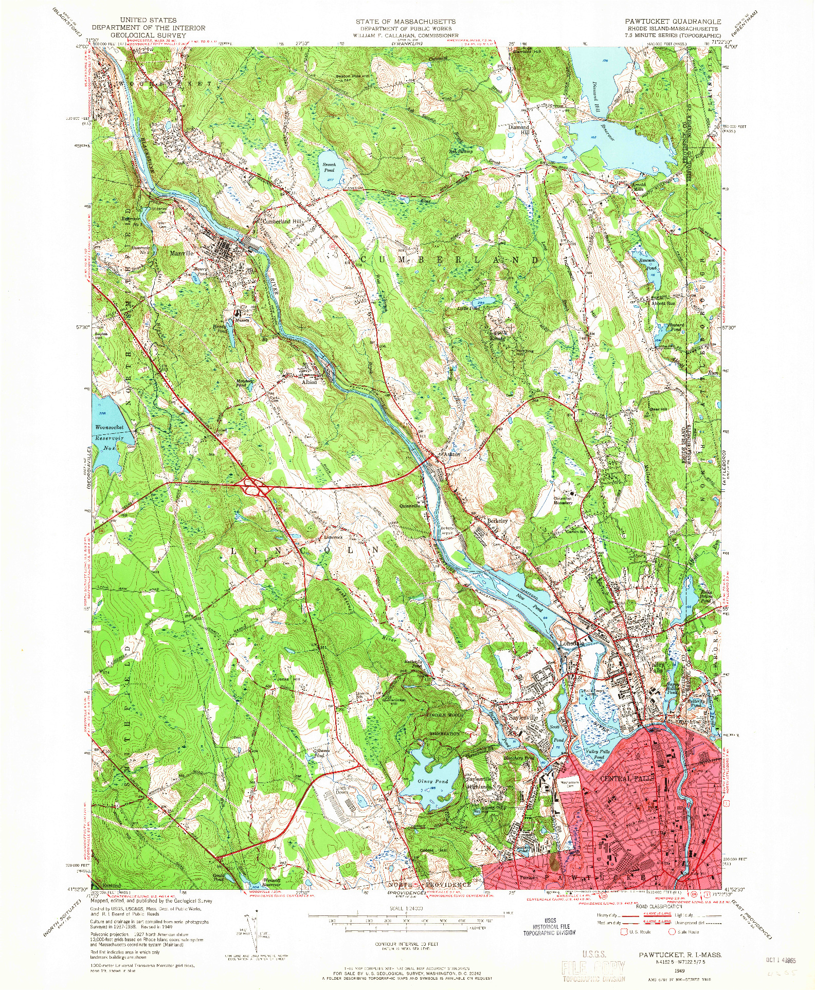 USGS 1:24000-SCALE QUADRANGLE FOR PAWTUCKET, RI 1949